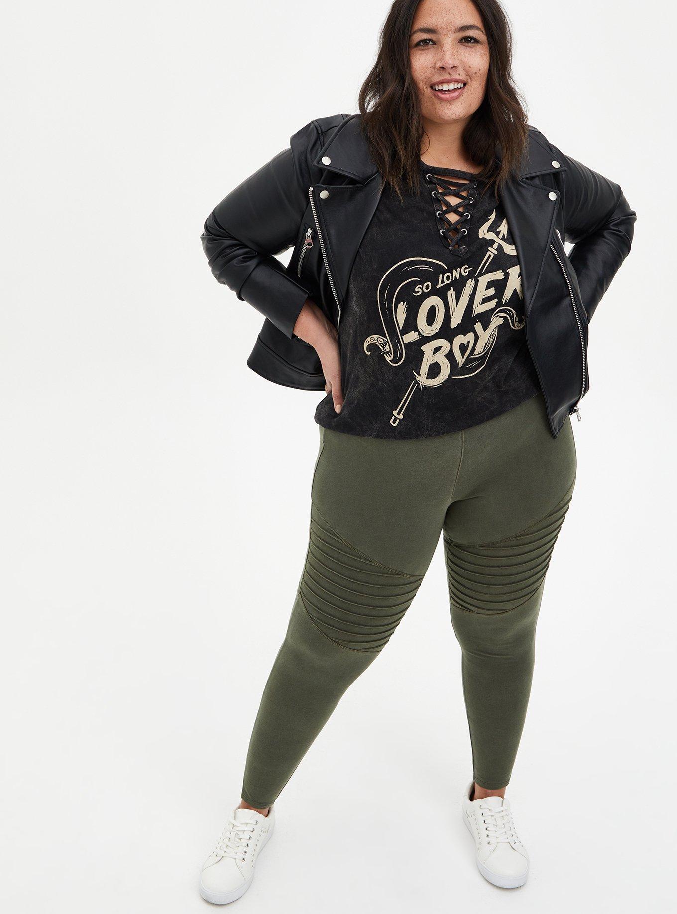 Plus Size - Full Length Signature Waist Moto Legging - Torrid