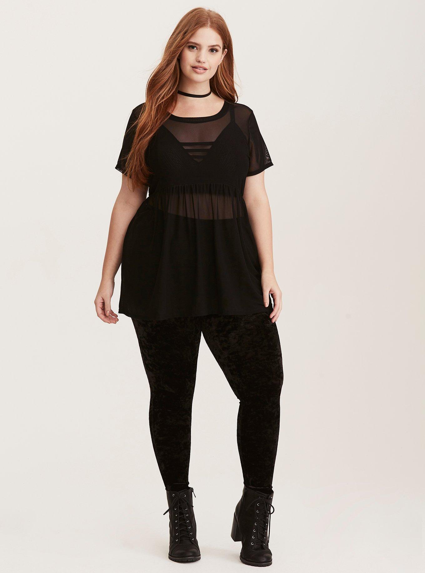 Plus Size Crushed Velvet Leggings