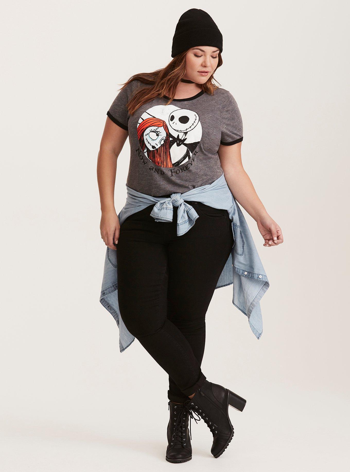 Nightmare Before Christmas Jack & Sally Ringer Tee, MEDIUM HEATHER GREY, alternate