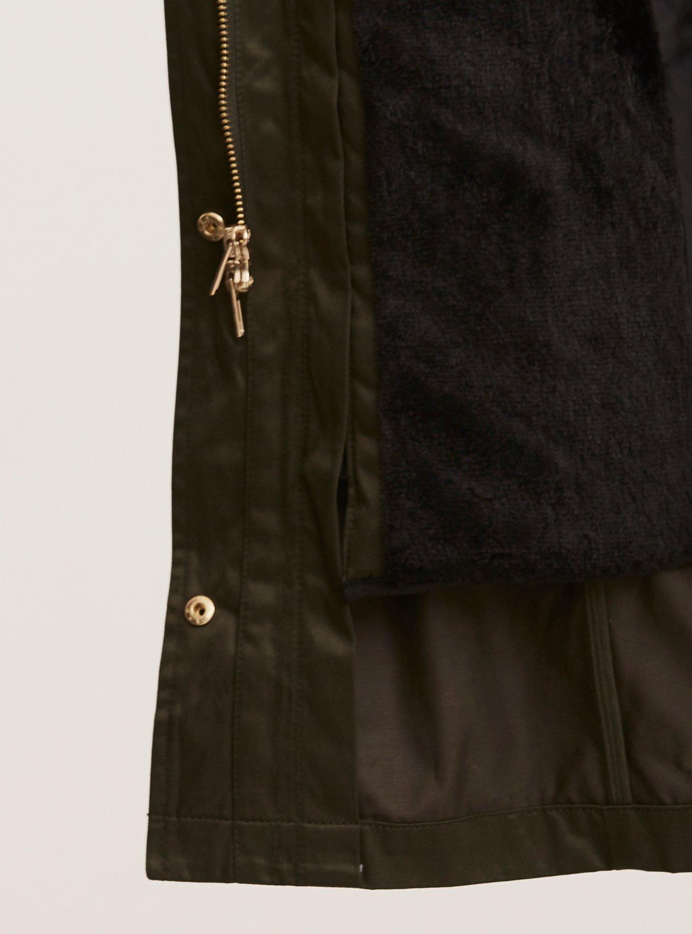 Plus Size Nylon Faux Fur Trim Convertible Outerwear Coat, DEEP DEPTHS, alternate