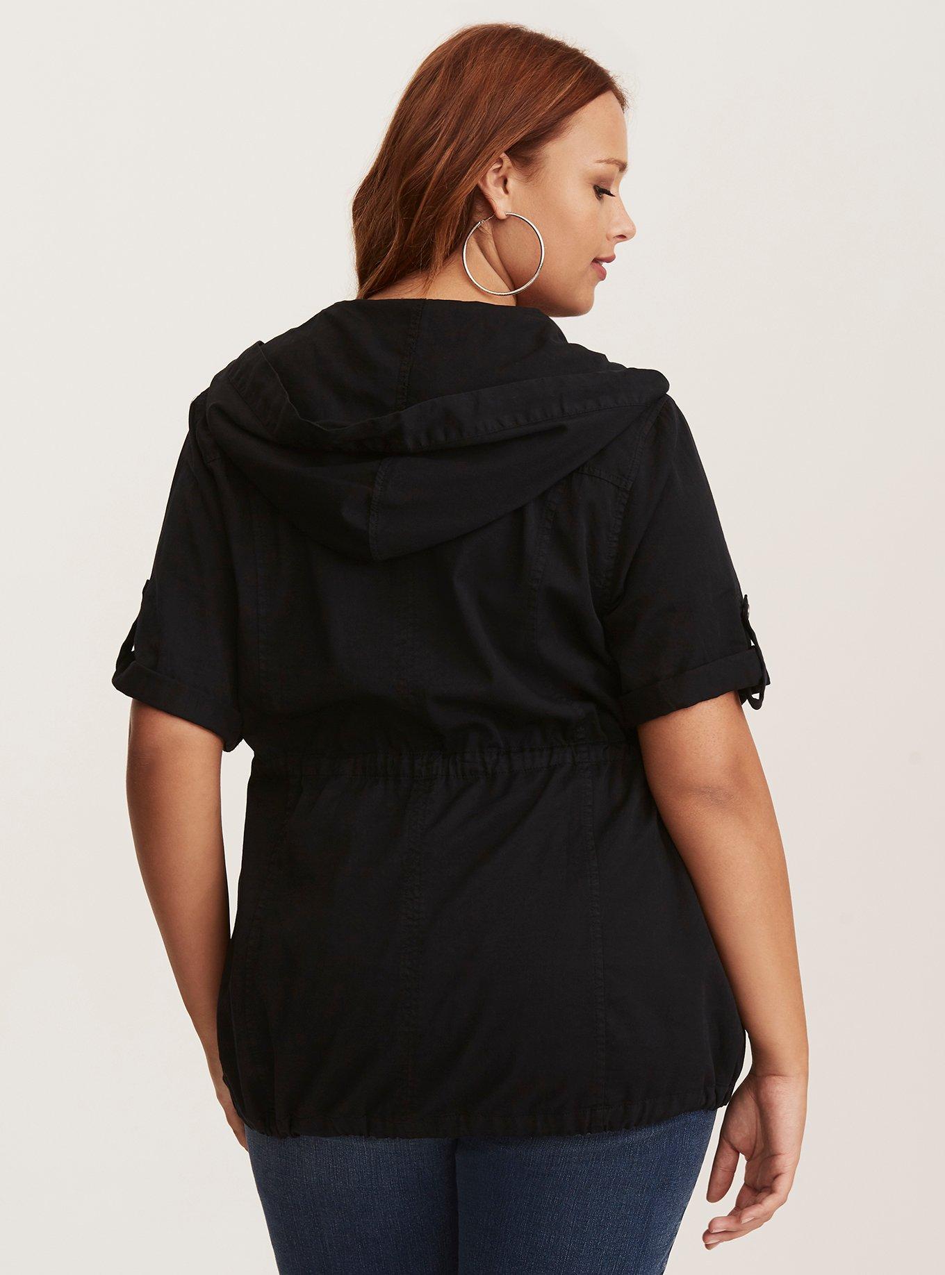 Short Sleeve Anorak Jacket, DEEP BLACK, alternate