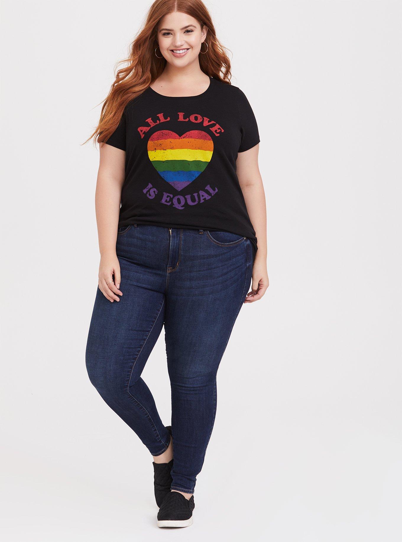 Plus Size All Love is Equal Black Slim Fit Crew Tee, DEEP BLACK, alternate