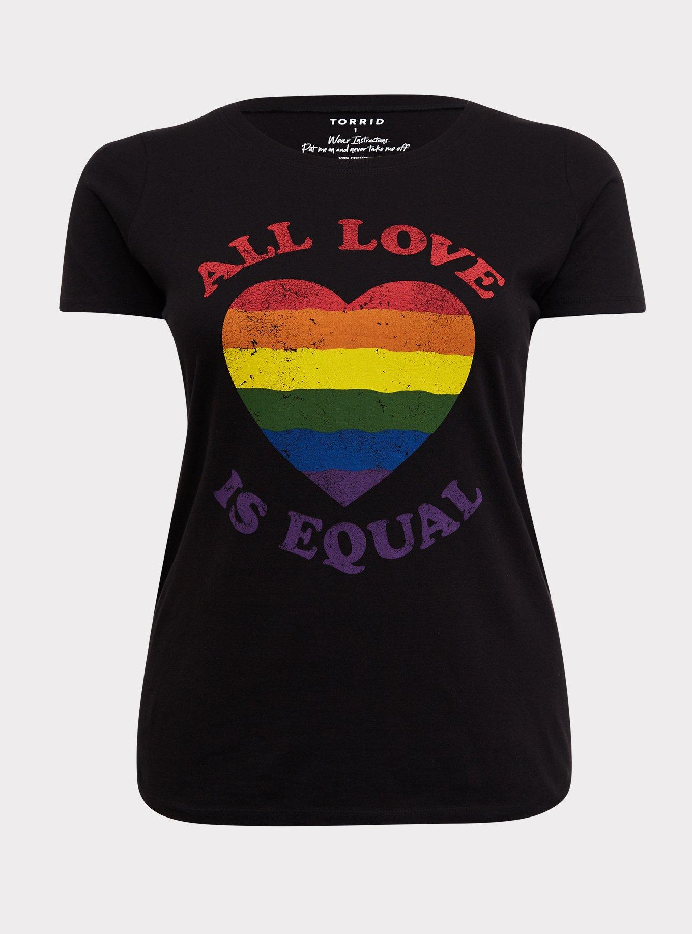 Plus Size All Love is Equal Black Slim Fit Crew Tee, DEEP BLACK, hi-res