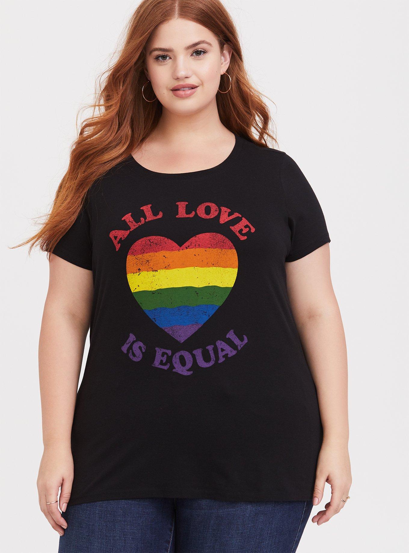 Plus Size All Love is Equal Black Slim Fit Crew Tee, DEEP BLACK, hi-res