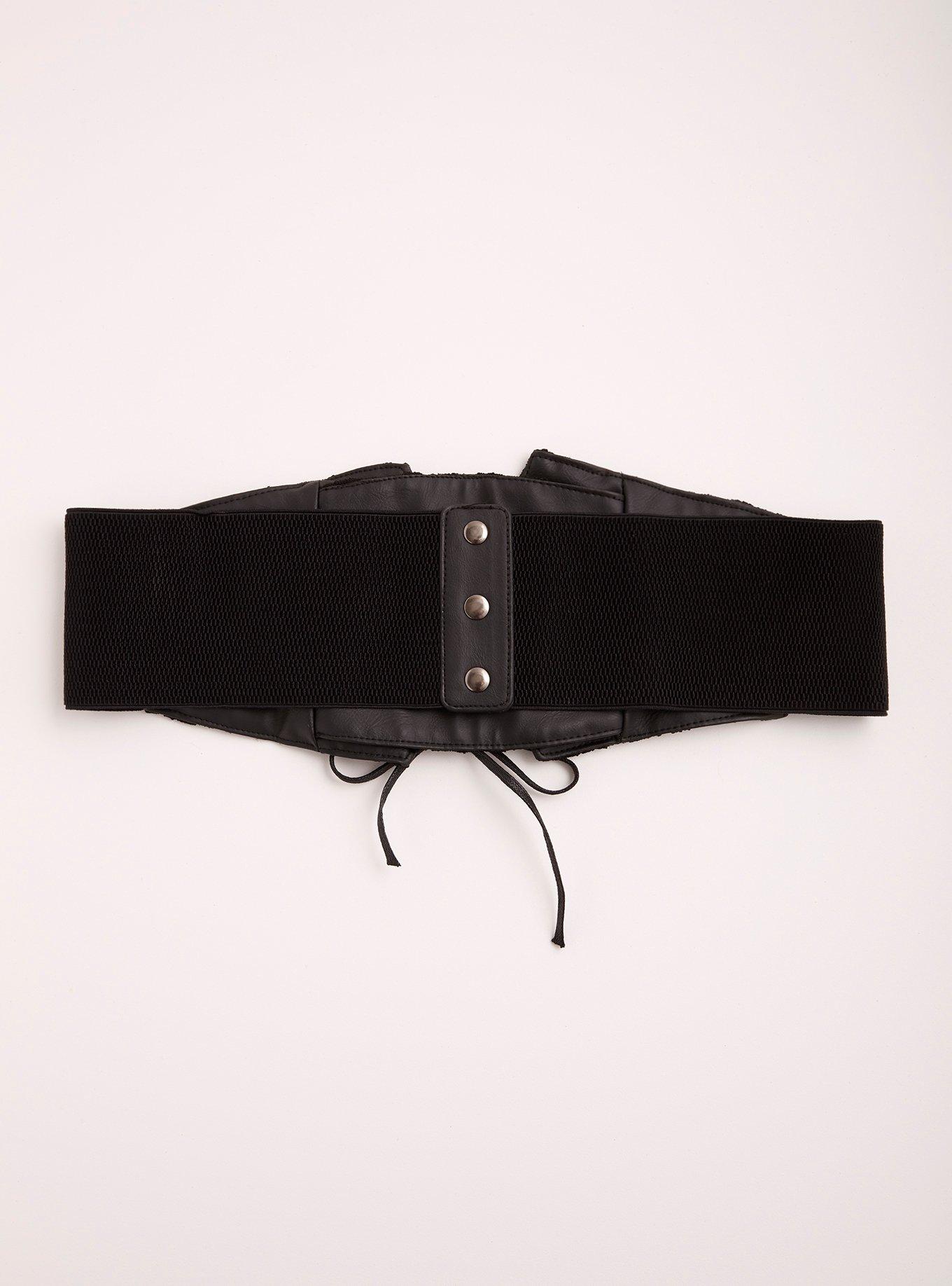 Lace Corset Stretch Belt, BLACK, alternate