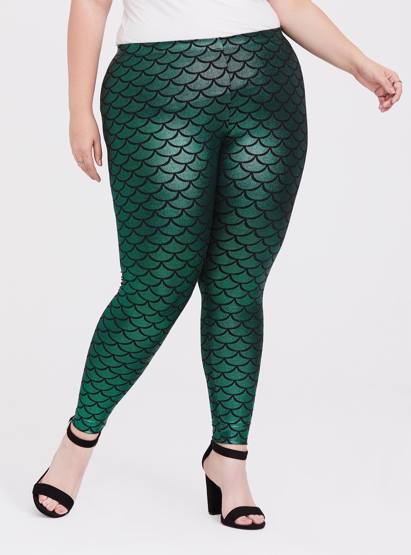 Lotus Leggings Mermaid Fish Green Metallic Athleisure Yoga Pants