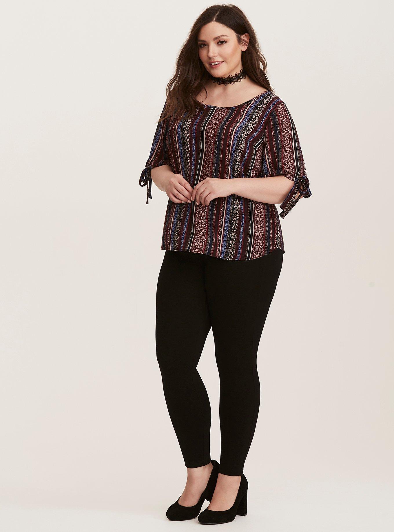Boho Print Chiffon Tie Sleeve Blouse, NONEC, alternate