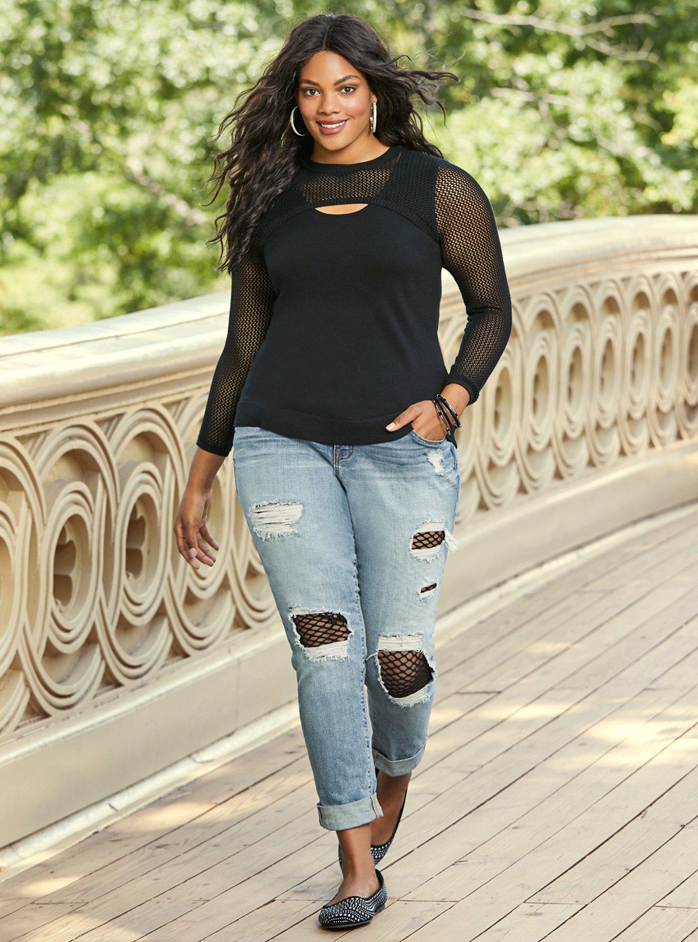 Plus size best sale distressed boyfriend jeans