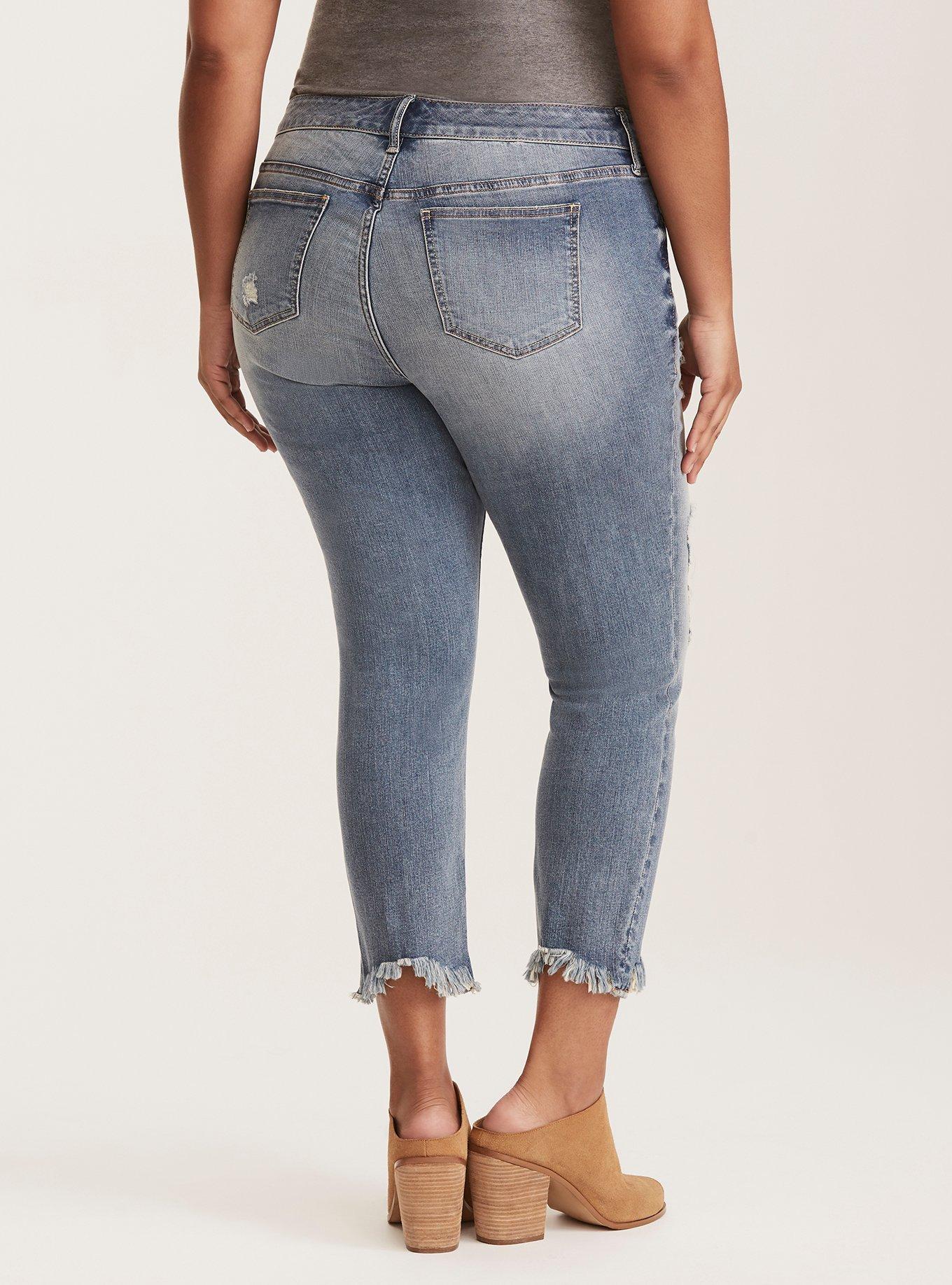 Plus Size Ankle Skinny Jean - Distressed Light Wash, MAUI BLUE, alternate