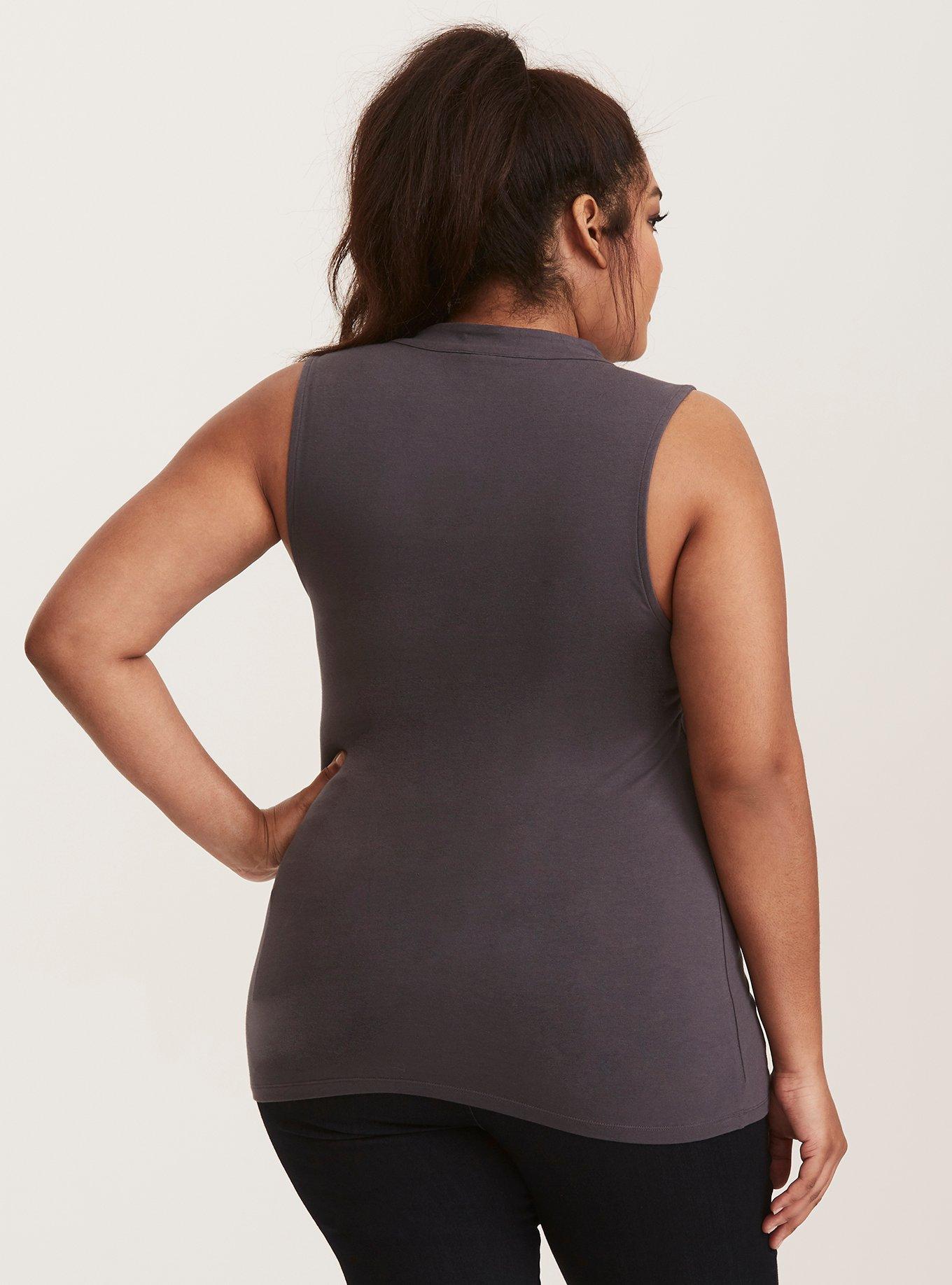 Charcoal Grey Foxy Cutout Tank Top, NINE IRON, alternate