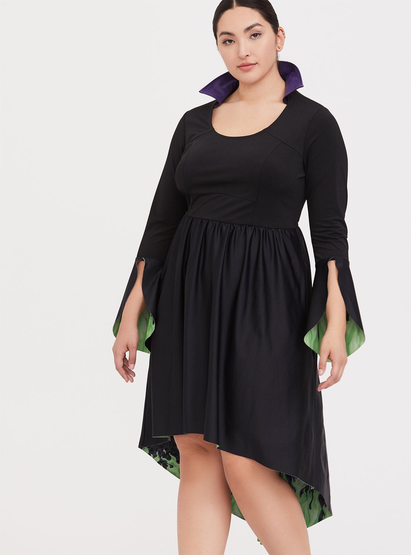 Disney Maleficent Black & Green Hi-Lo Skater Dress, DEEP BLACK, alternate