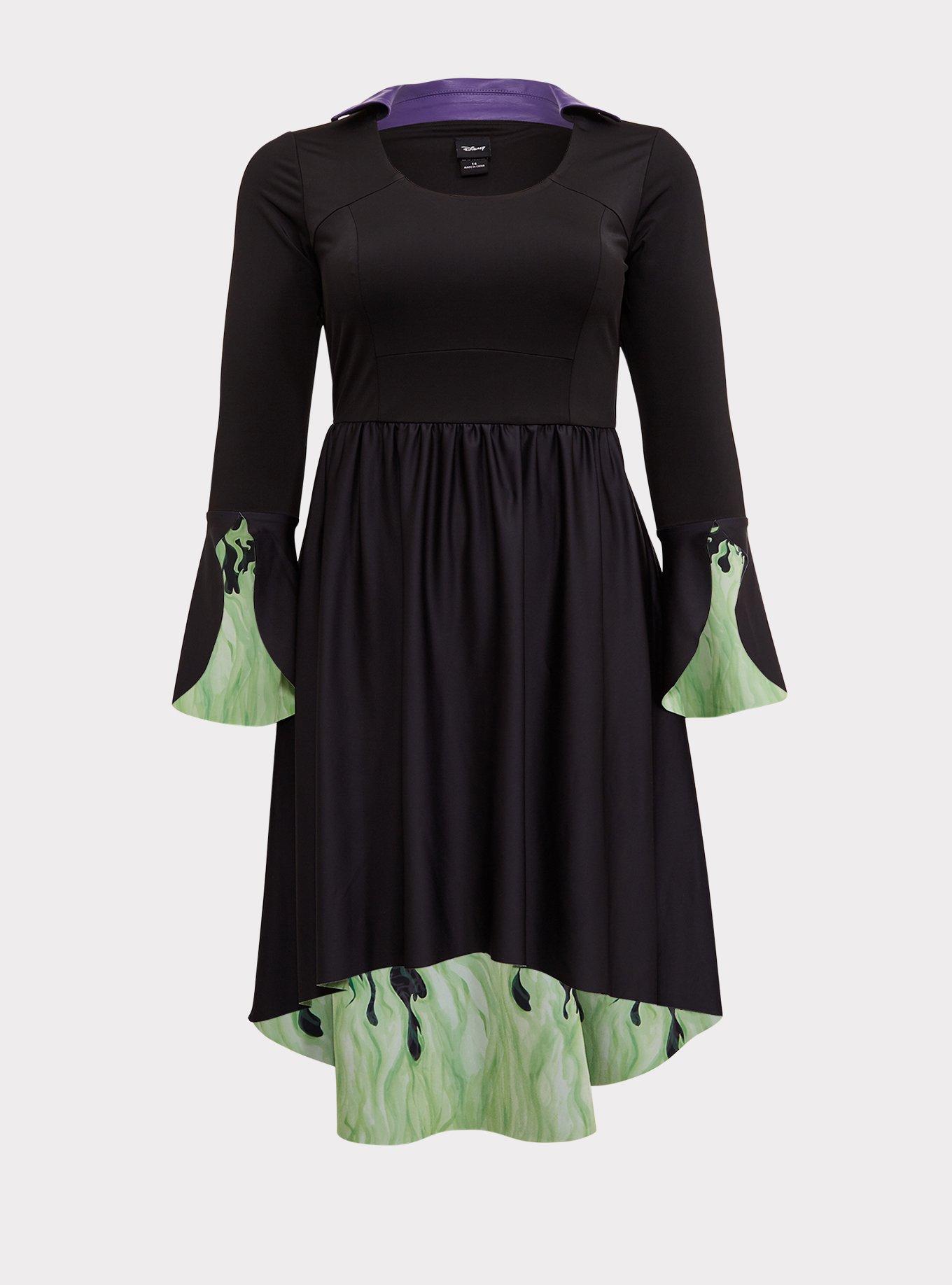 Disney Maleficent Black & Green Hi-Lo Skater Dress