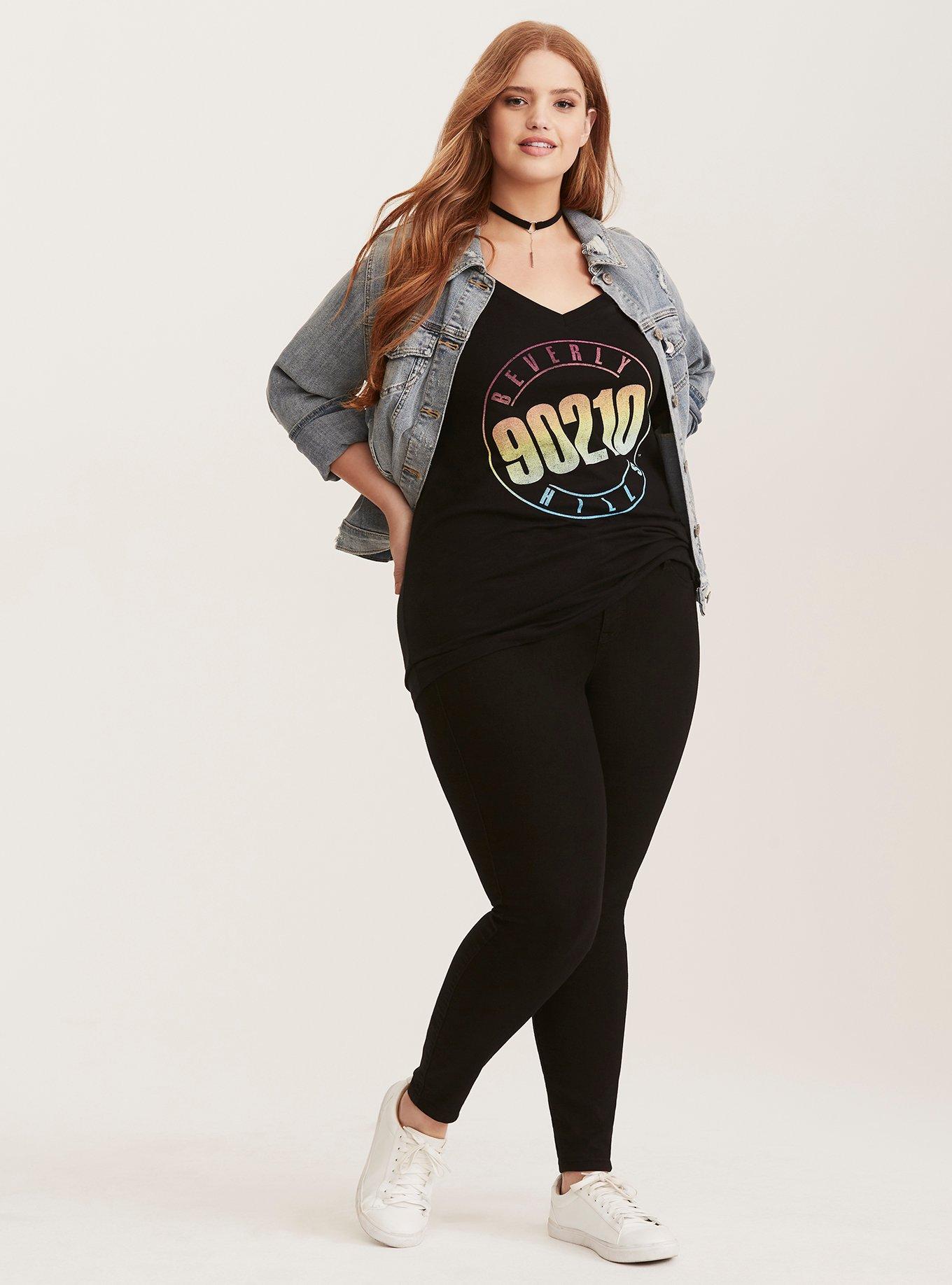 Beverly Hills 90210 Black V-Neck Tee, DEEP BLACK, alternate