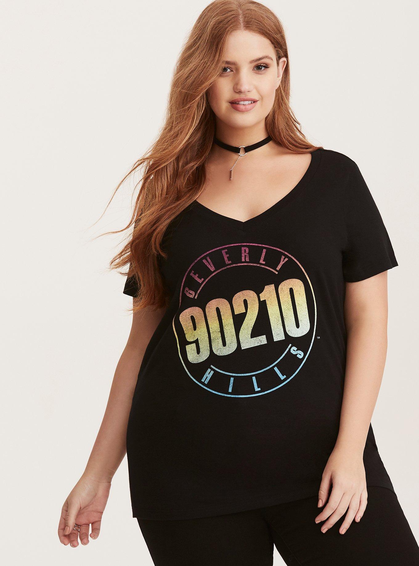 Beverly Hills 90210 Black V-Neck Tee, DEEP BLACK, hi-res