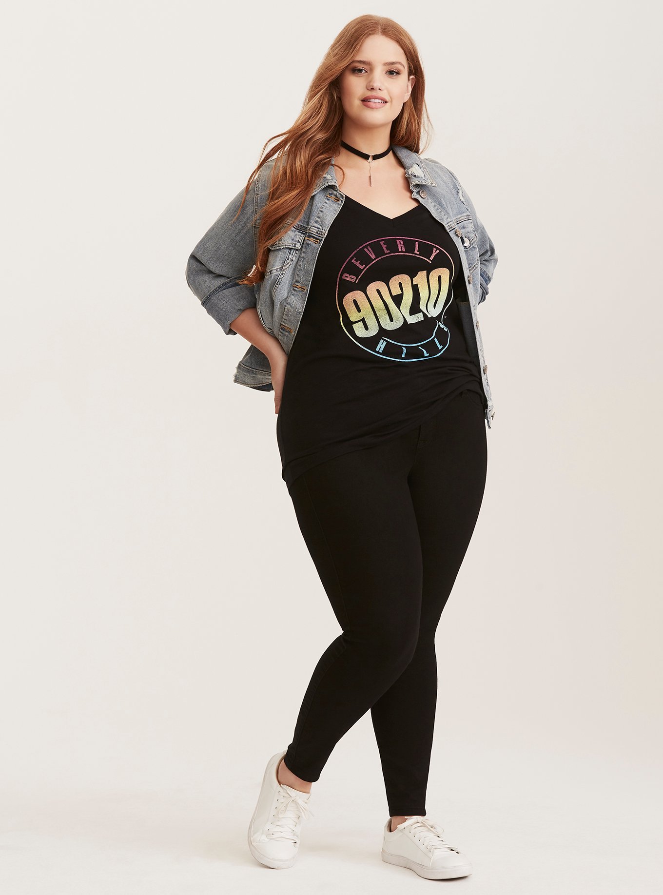 Plus Size - Beverly Hills 90210 Black V-Neck Tee - Torrid