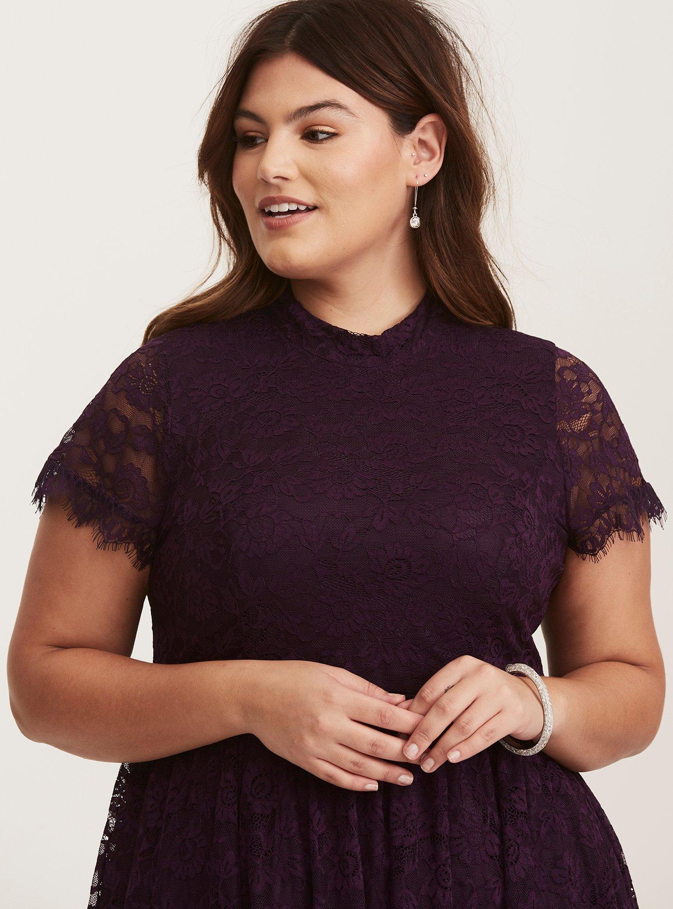 NWT Torrid Plus Size 0 Large DARK PURPLE LACE LIGHTLY PADDED