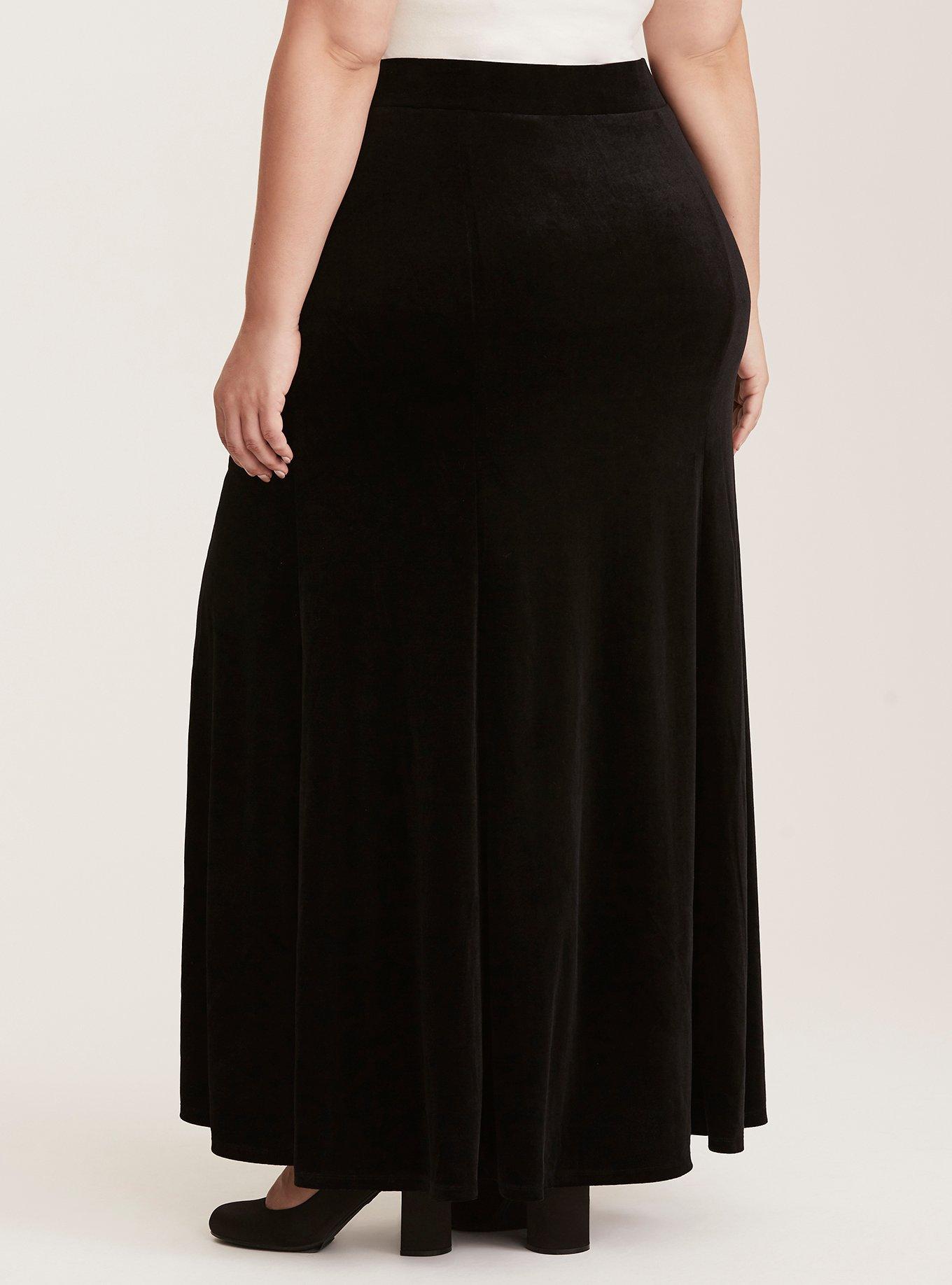 Plus size black outlet velvet skirt