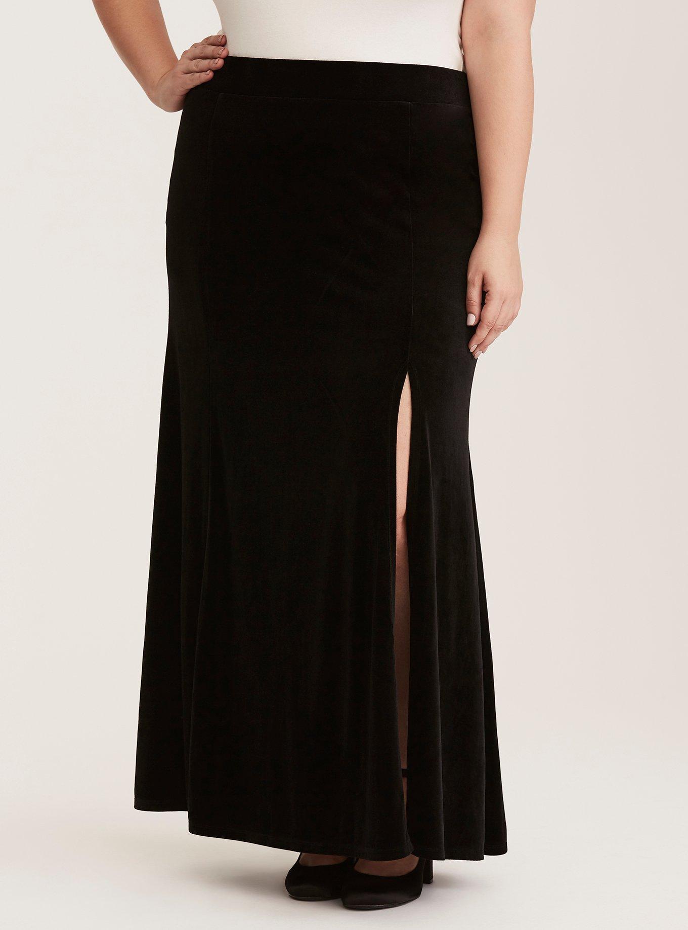 Buy HIGH-WAIST BLACK ZIPPER SLIT MAXI SKIRT for Women Online in India