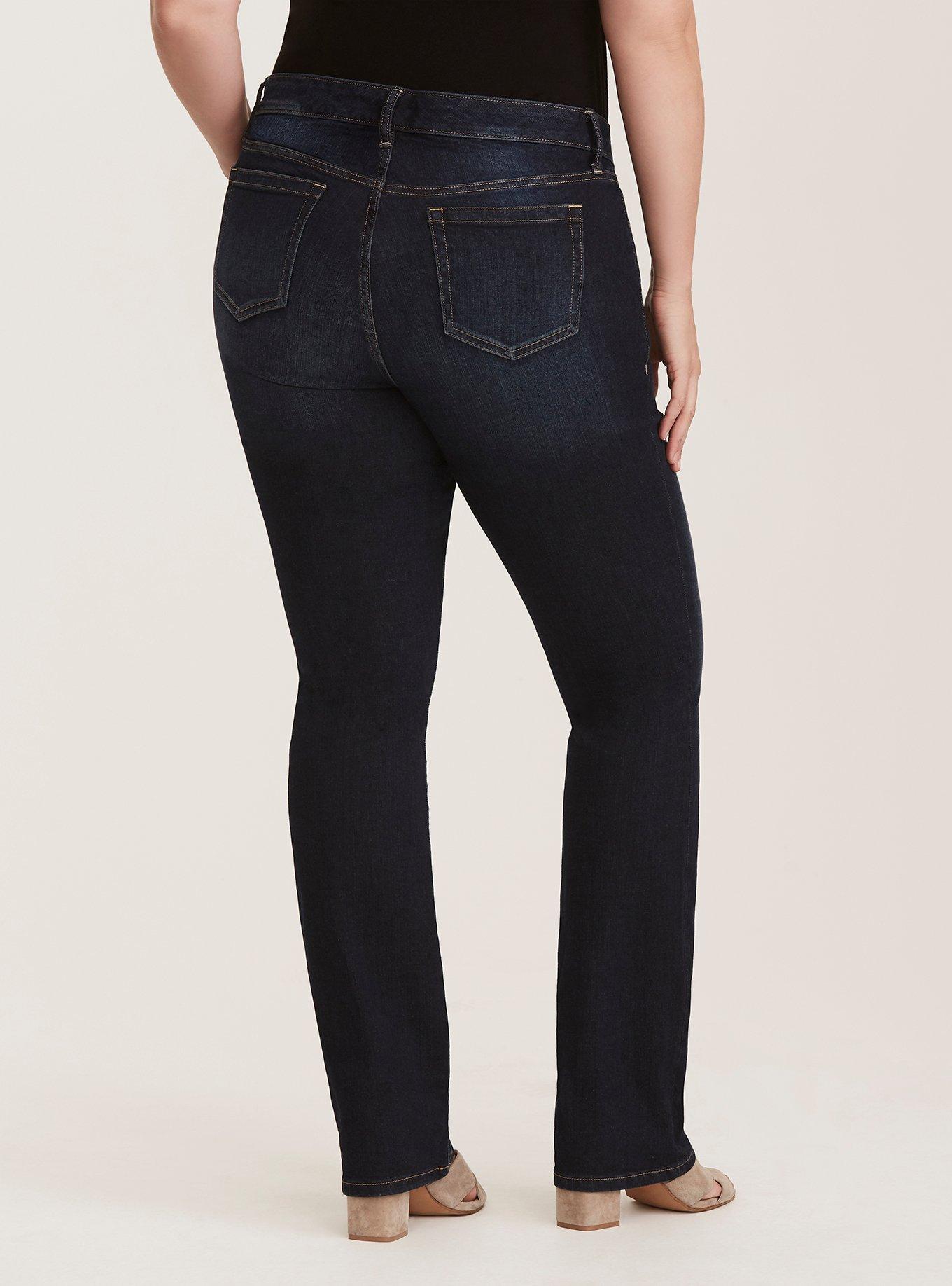 Plus Size Barely Boot Jeans Dark Wash with Whiskering Torrid