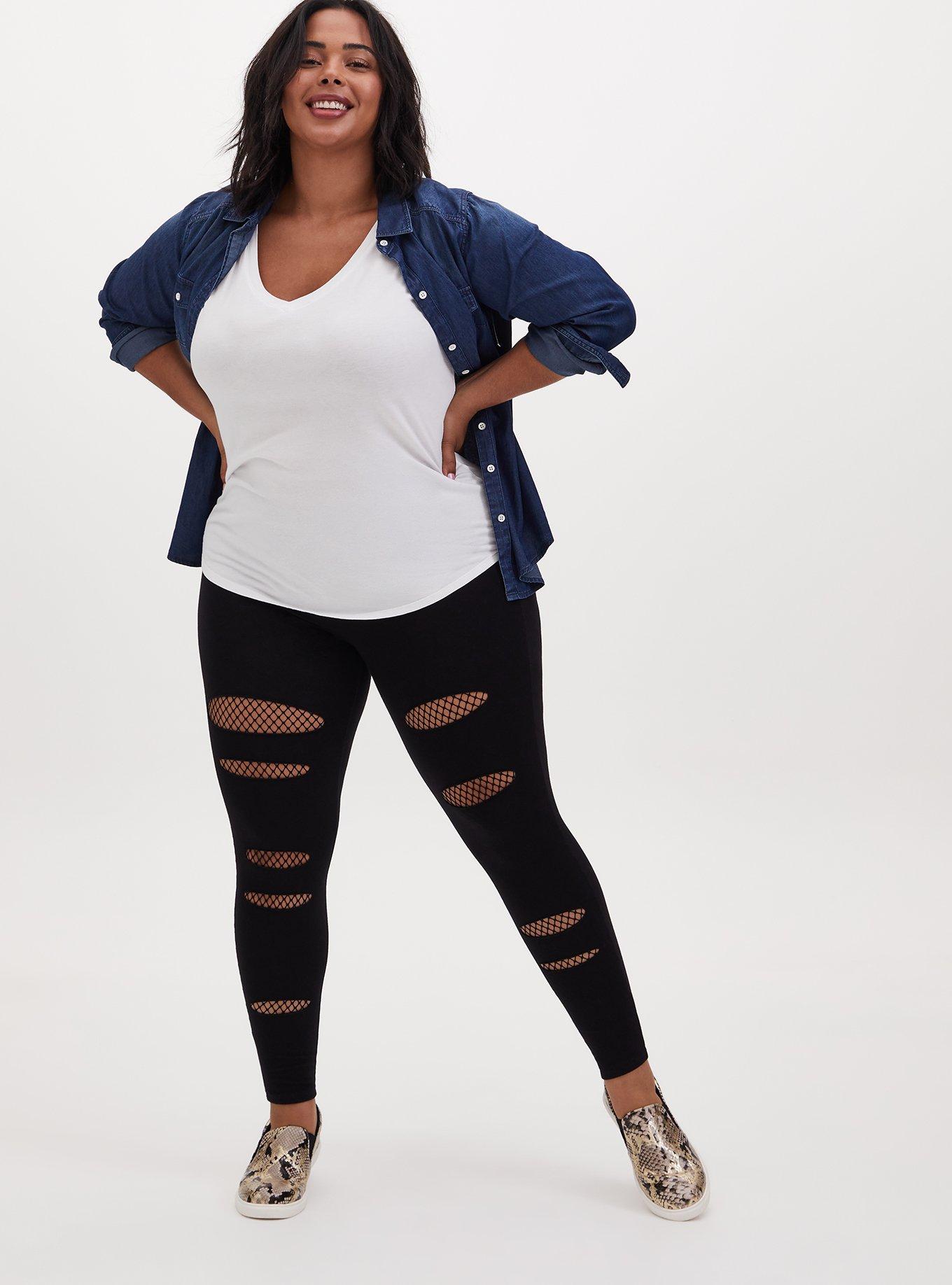 New Cuts Plus Size , All Sizes Womens Black Legging and Tights Plus Size  and Regular Size Rocker Cut Leggings 