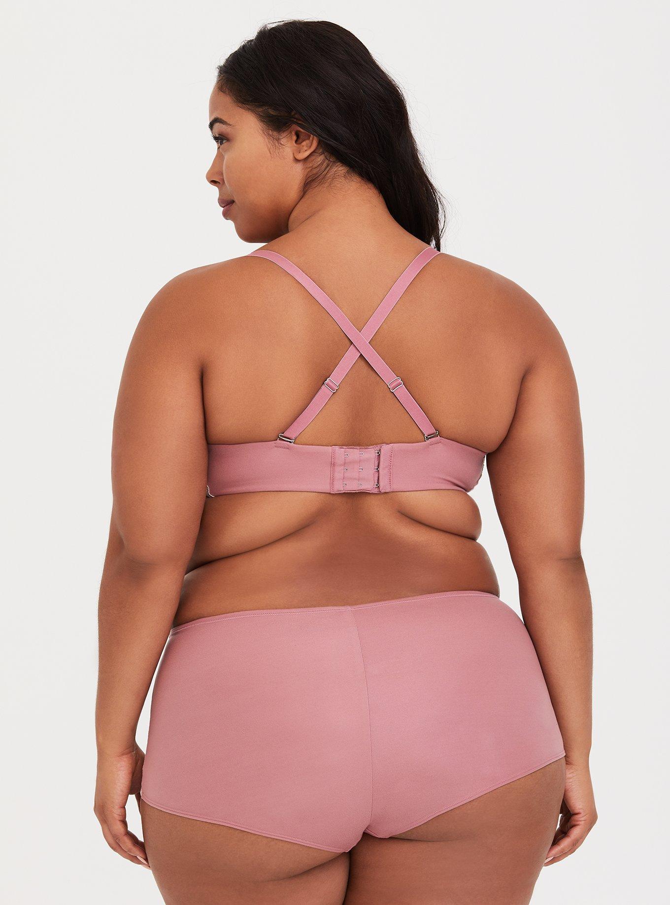 Plus Size Torrid Curve Body T-Shirt Lightly Lined Lace Straight Back Bra, MESA ROSA, alternate