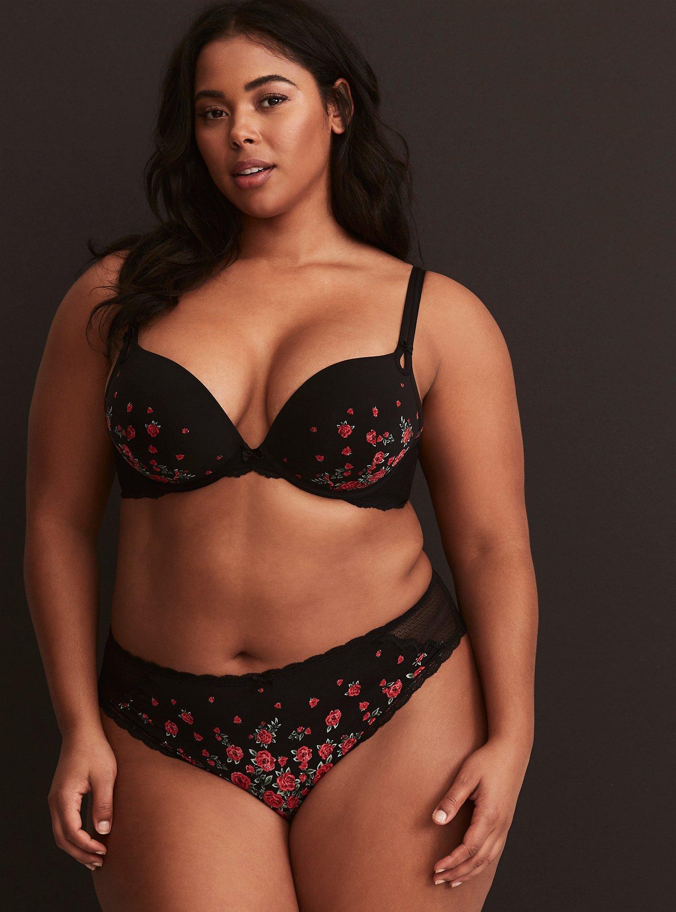 Plunge Push-Up Placed Print Straight Back Bra, FLORAL, alternate