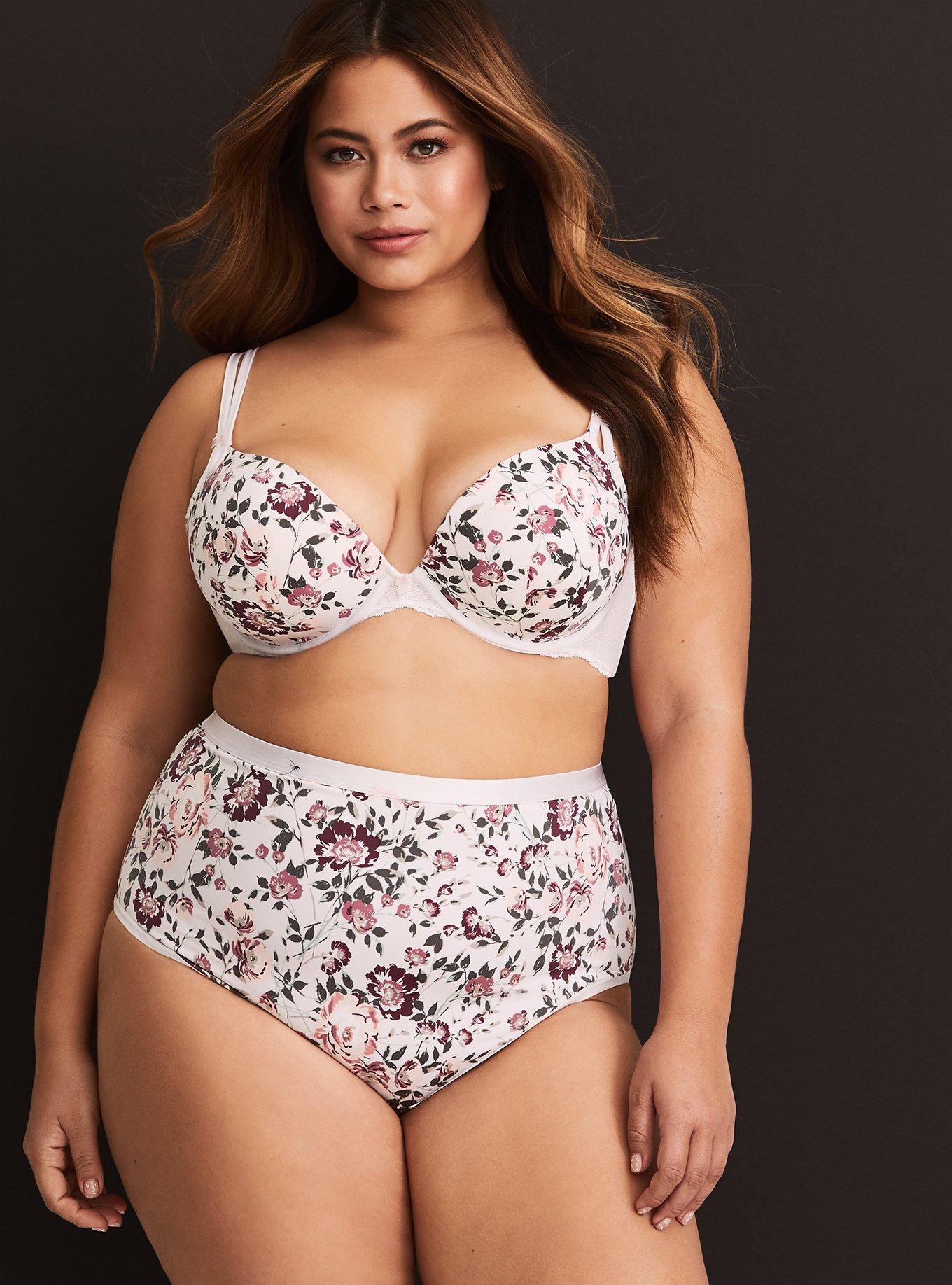 Plunge Push-Up Placed Print Straight Back Bra, ROMANCE IN PLACE, alternate