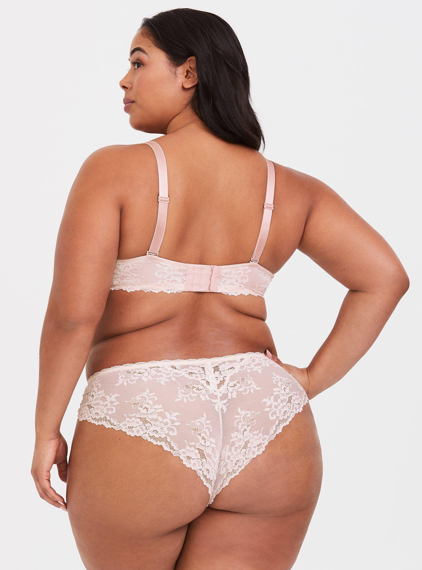 Plus Size Plunge Push-Up Lace Cup Straight Back Bra, LOTUS, alternate