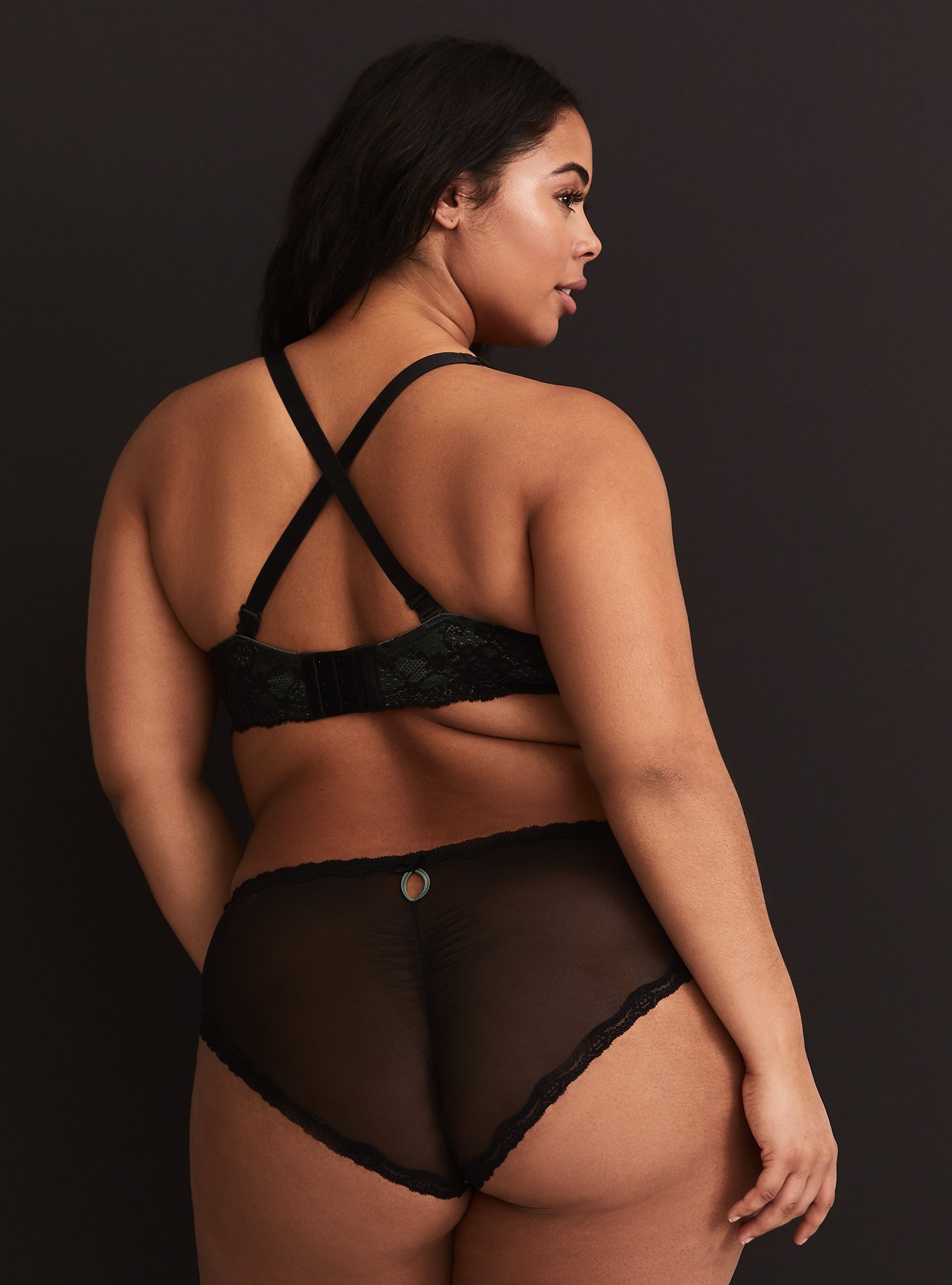 Plunge Push-Up Lace Cup Straight Back Bra, , alternate