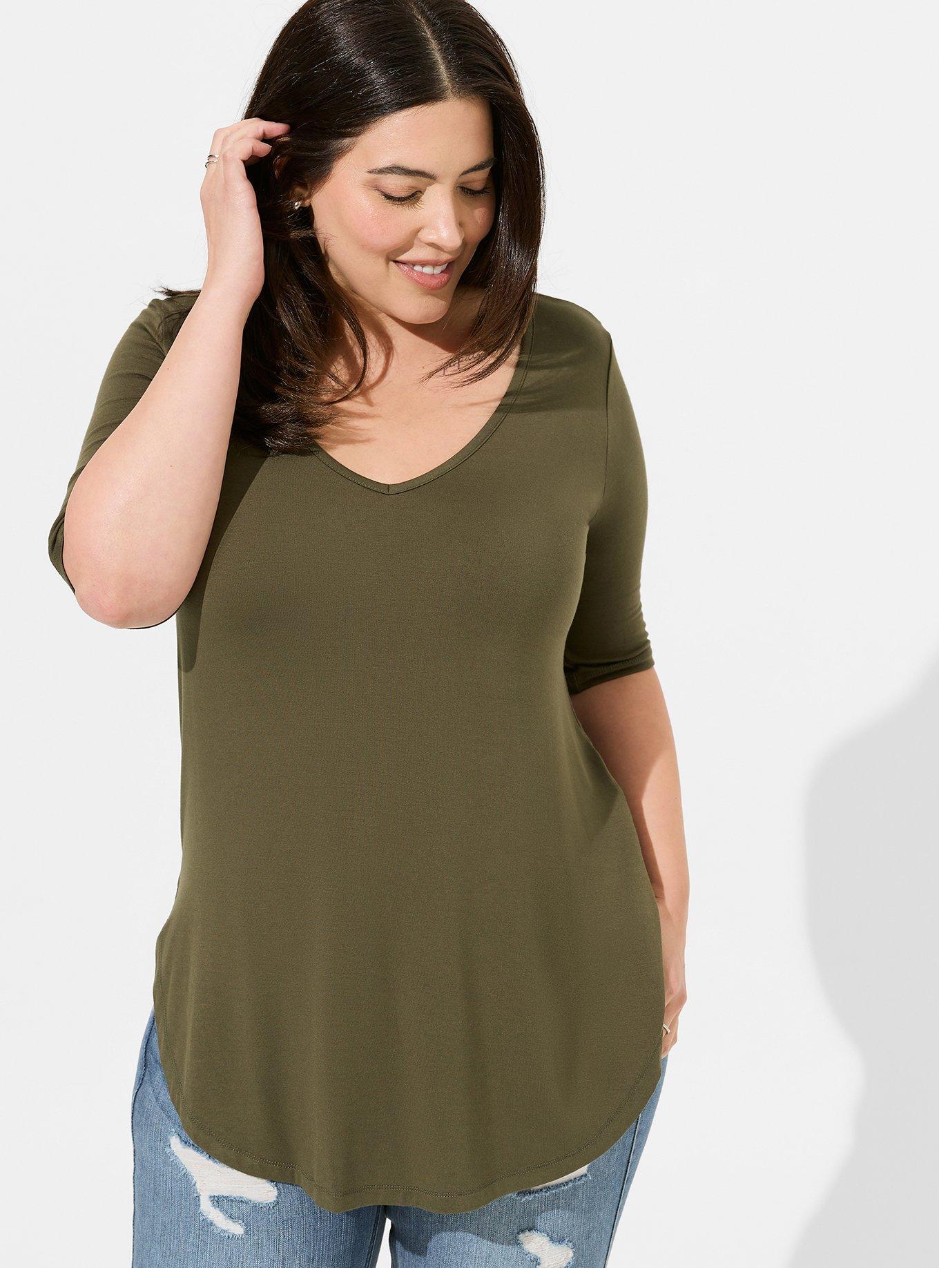 Plus Size Favorite V-Neck Tunic Tee, DEEP DEPTHS, hi-res