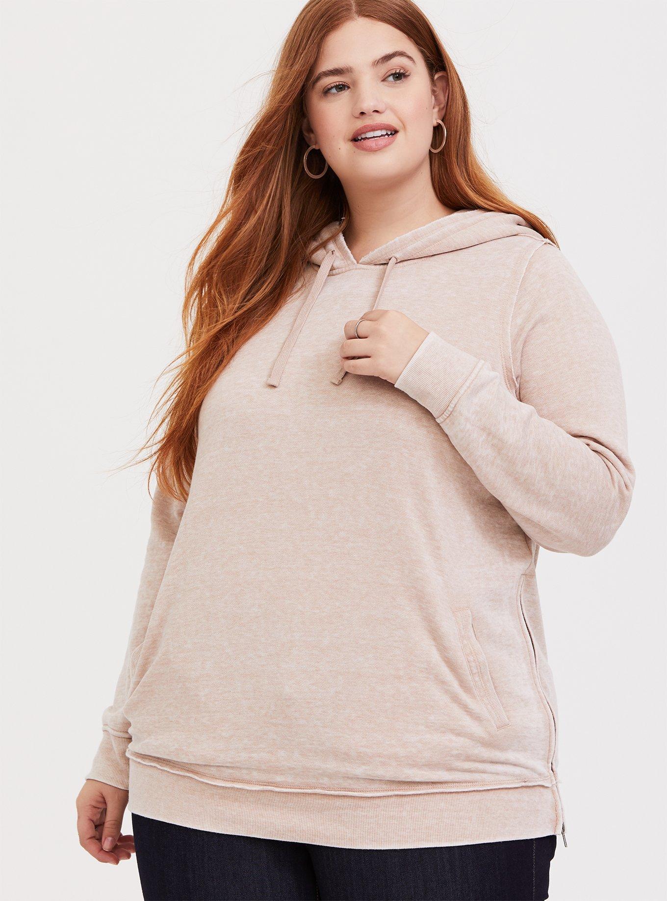 Plus Size - Cozy Knit Side Zip Tunic Hoodie - Torrid