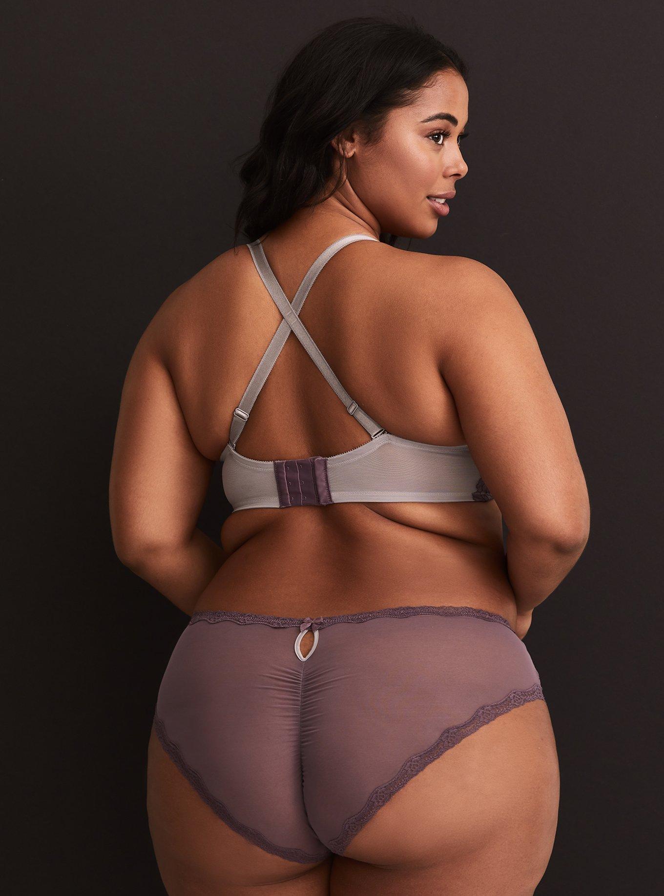 Plus Size Black Plum Floral Push Up Plunge bra, DITSY SKULL, alternate