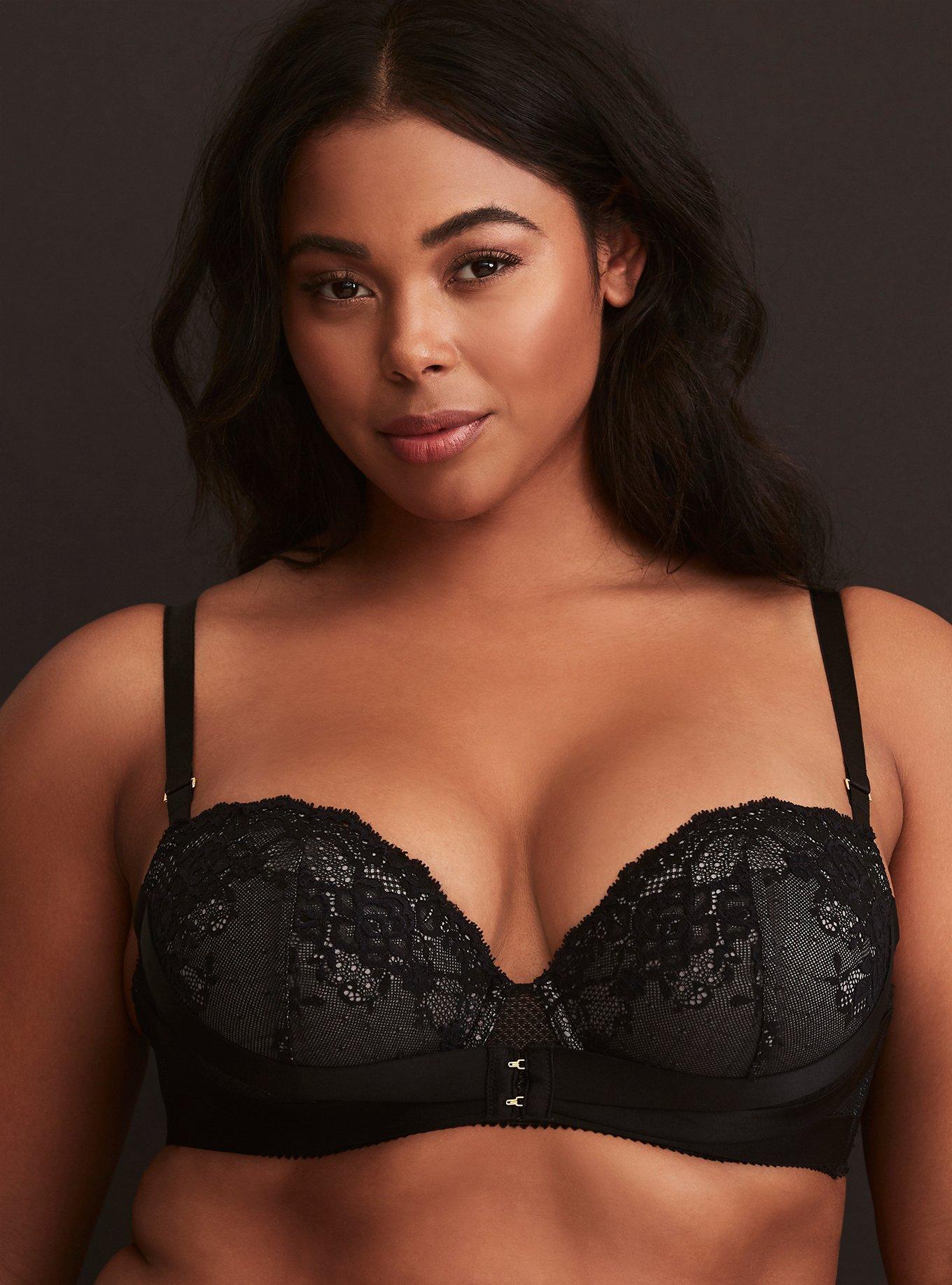 Torrid Black LACE Accent Underwire - Lightly Padded Push Up Demi