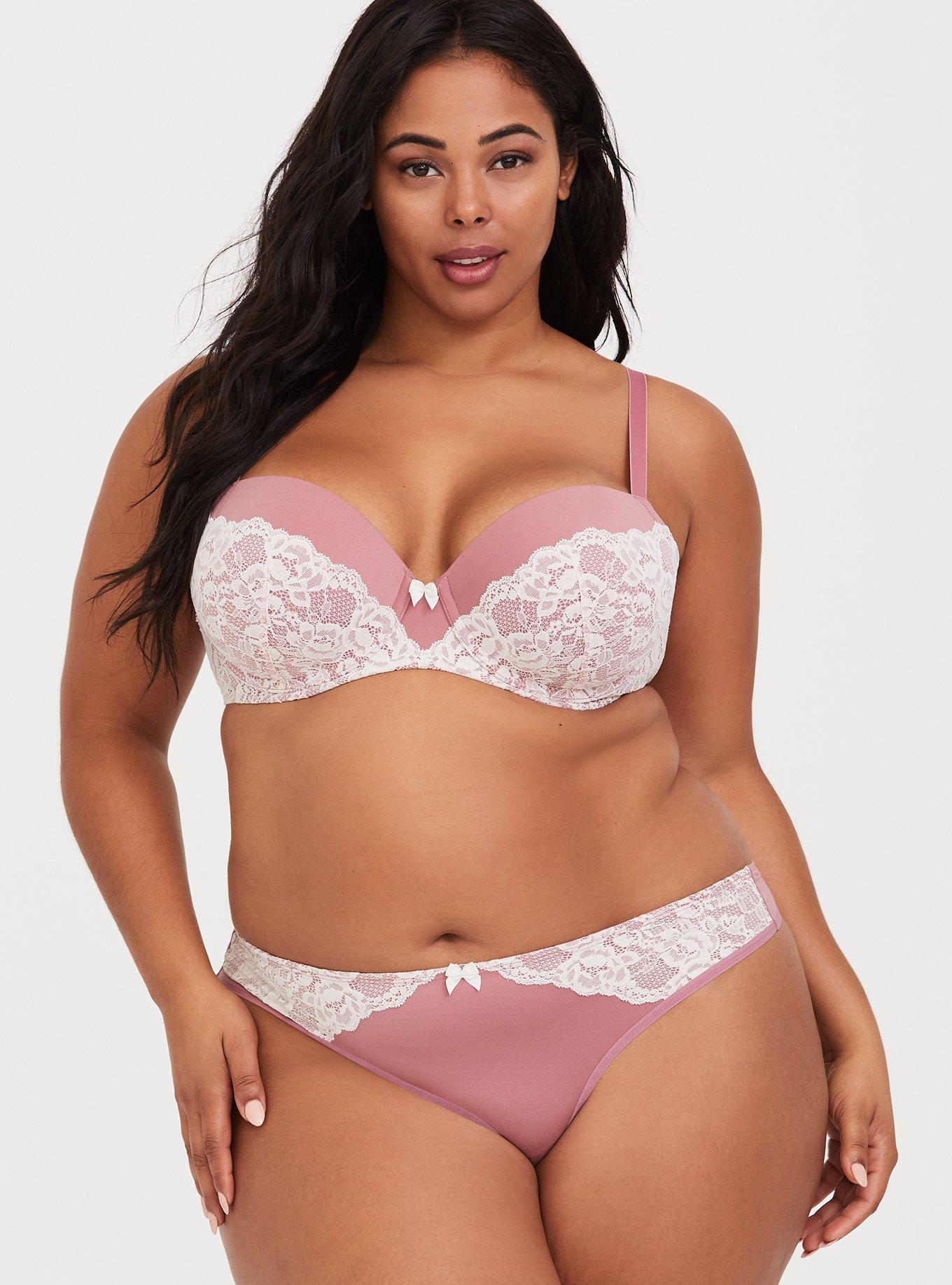 Plus Size - Simply Lace Mid Rise Thong Panty - Torrid