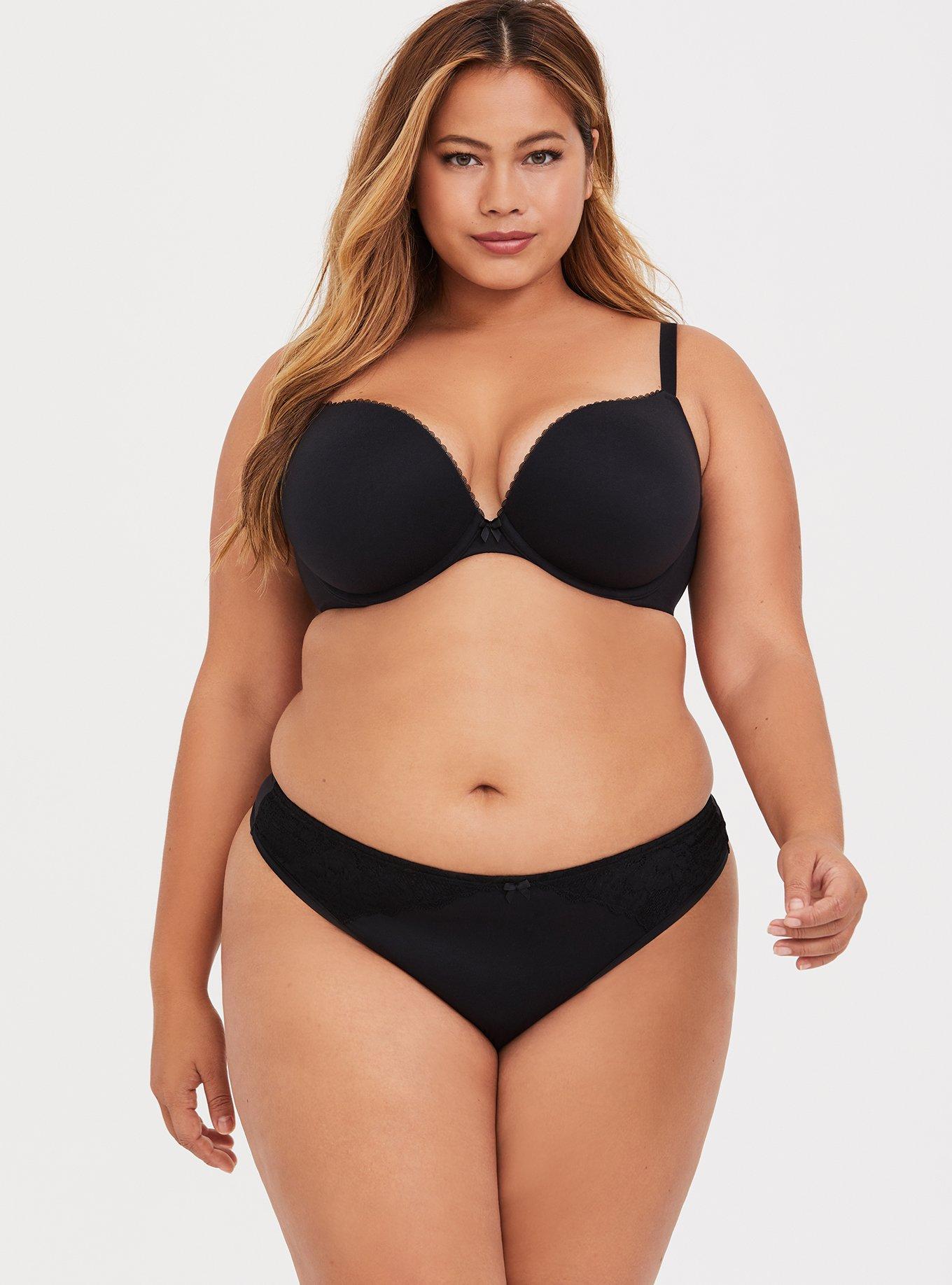Torrid Curve Body Mid-Rise Thong Panty, RICH BLACK, alternate