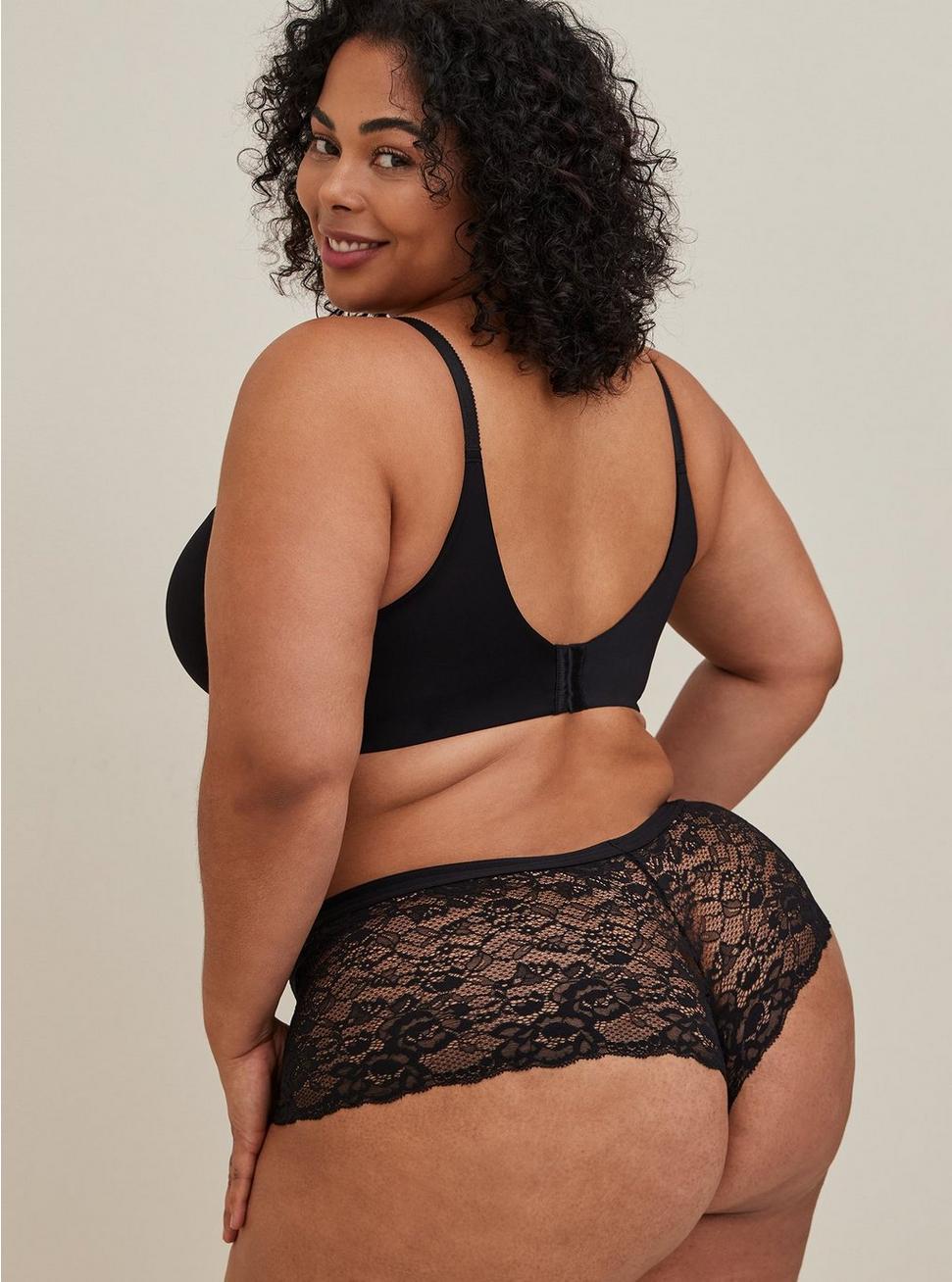 Super Soft Lace Mid-Rise Cheeky Panty, RICH BLACK, alternate