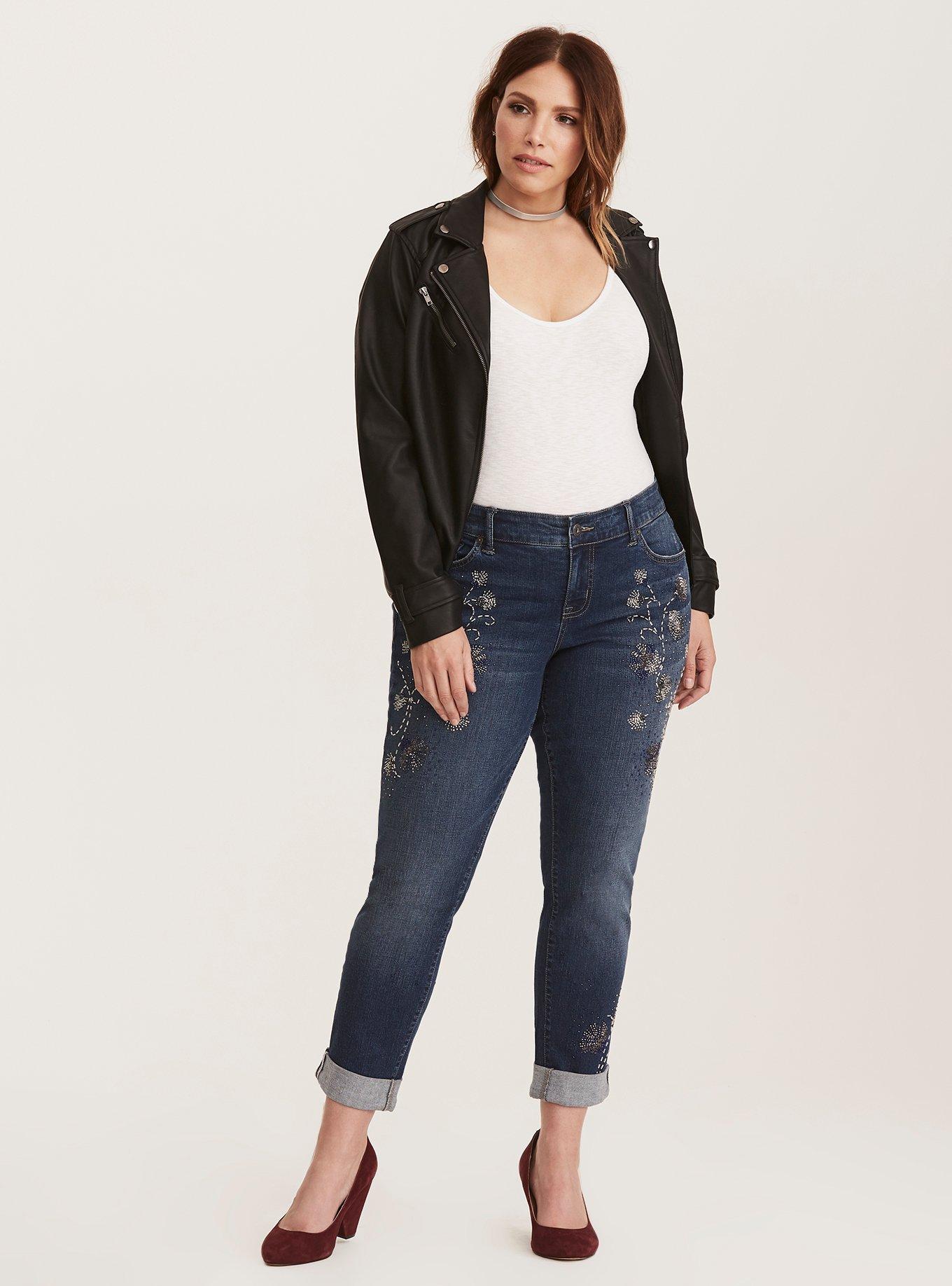 Plus Size Vintage Premium Boyfriend Jeans Dark Wash with