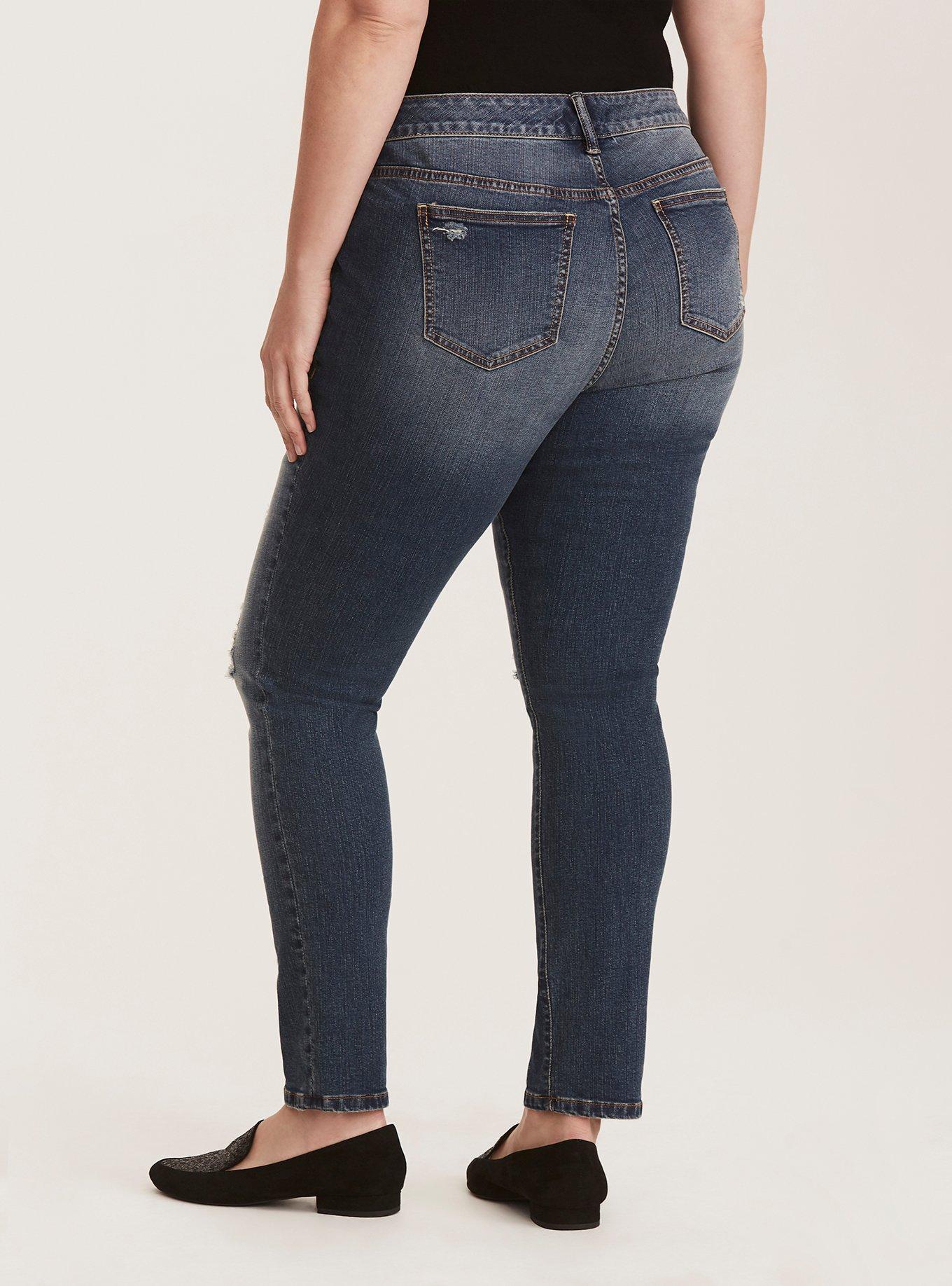 Skinny Jeans - Dark Wash with Ripped Destruction, DARK WAVEBREAK, alternate