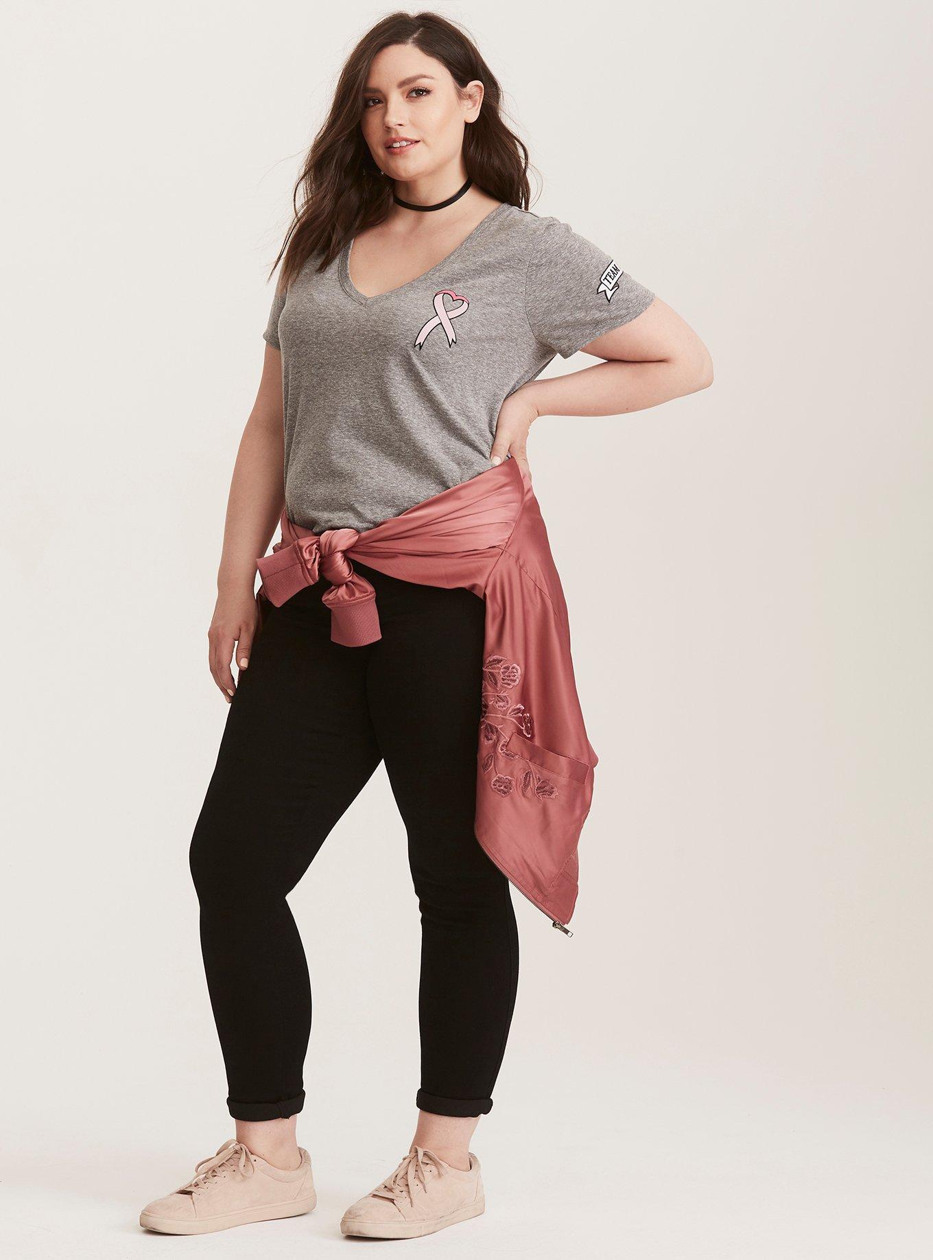 Breast Cancer Awareness Team Pink V-Neck Tee, NONEC, alternate