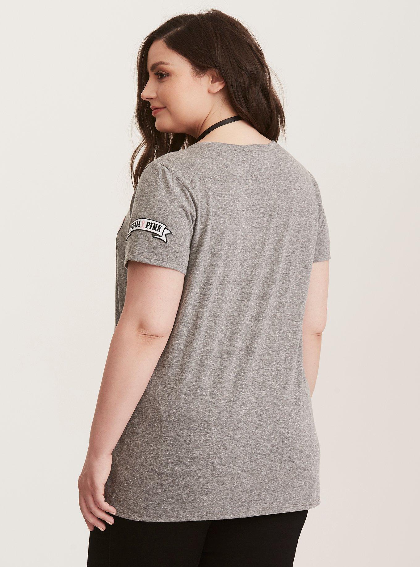 Breast Cancer Awareness Team Pink V-Neck Tee, NONEC, alternate