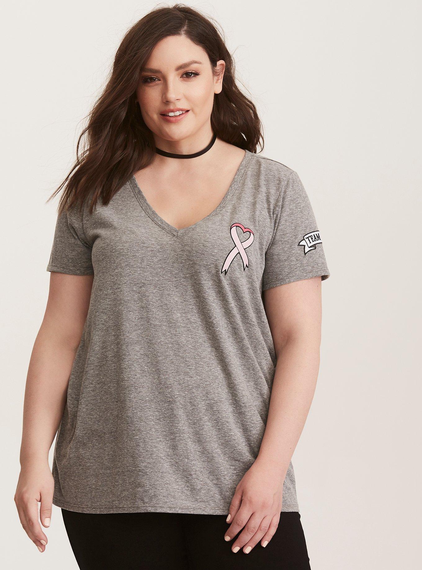 Breast Cancer Awareness Team Pink V-Neck Tee, NONEC, alternate