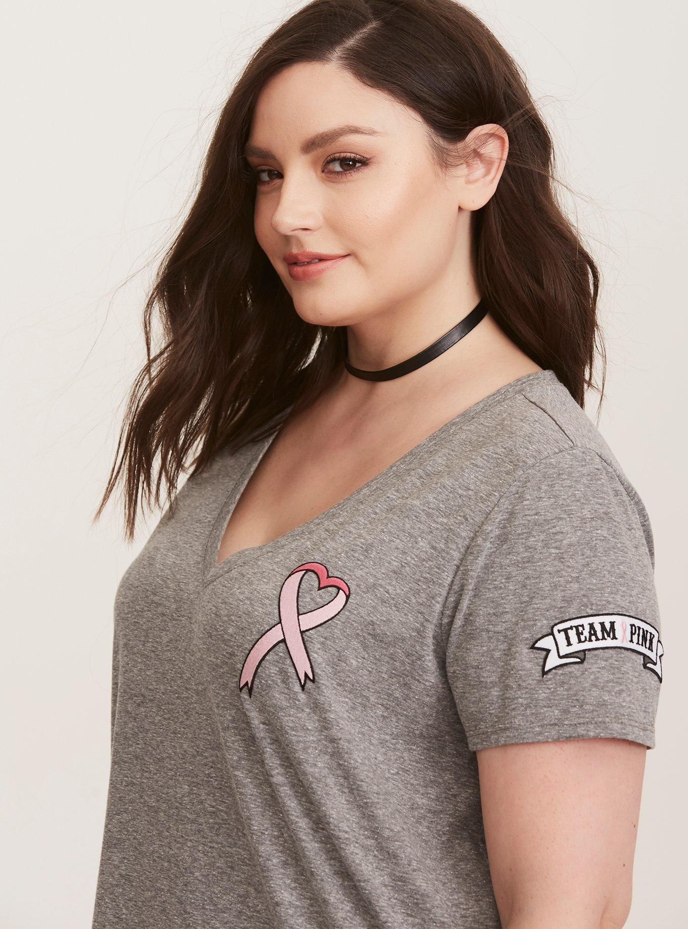 Breast Cancer Awareness Team Pink V-Neck Tee, NONEC, hi-res