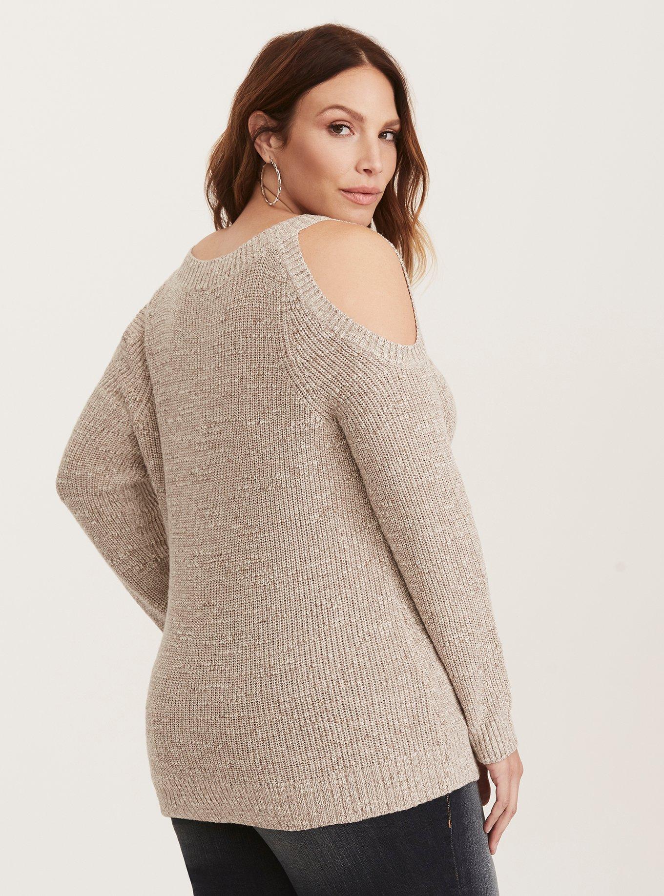 Plus Size Knit Cold Shoulder Tunic Sweater Torrid