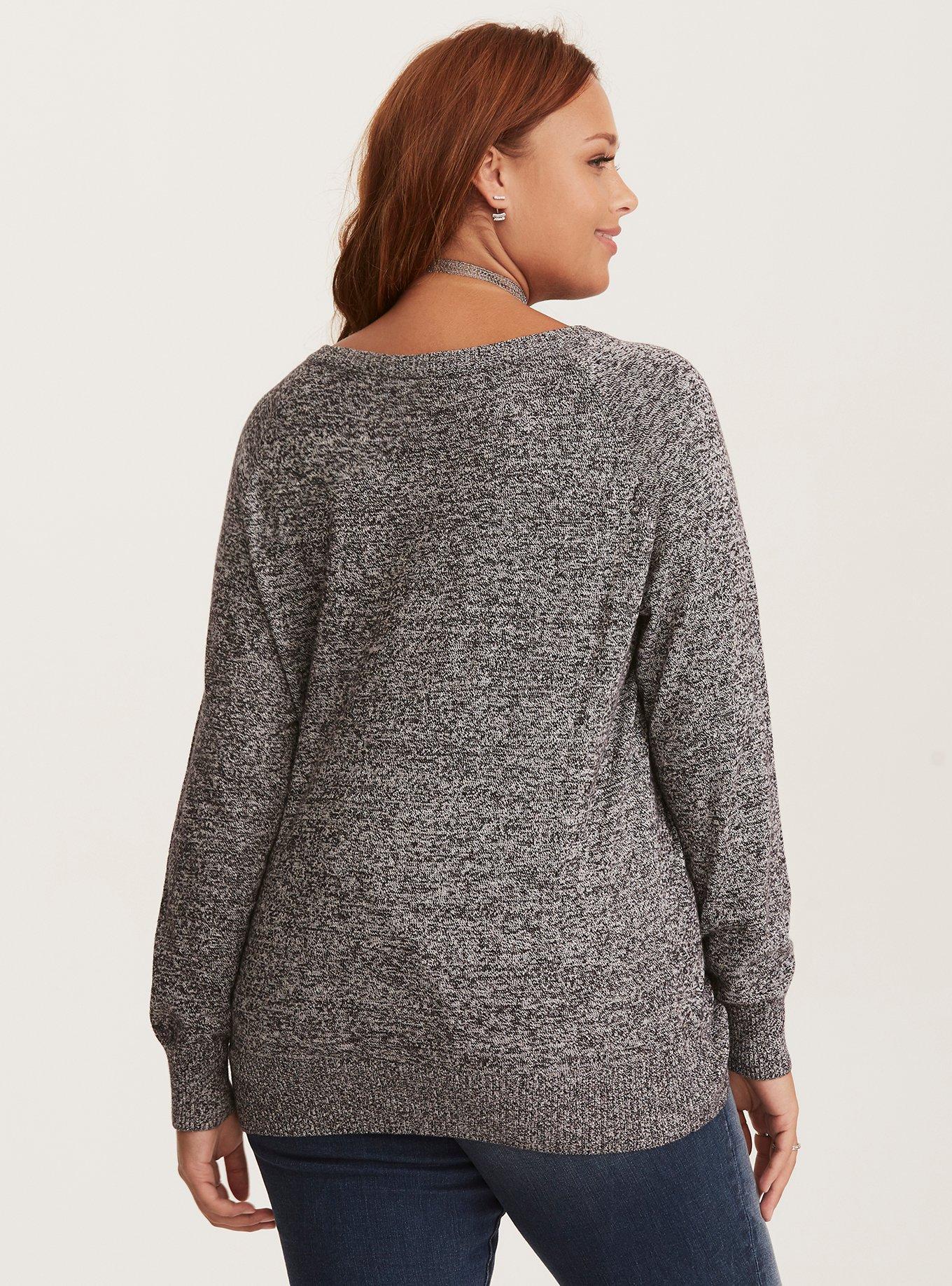Sequin Beautiful Raglan Sweater, GREY, alternate