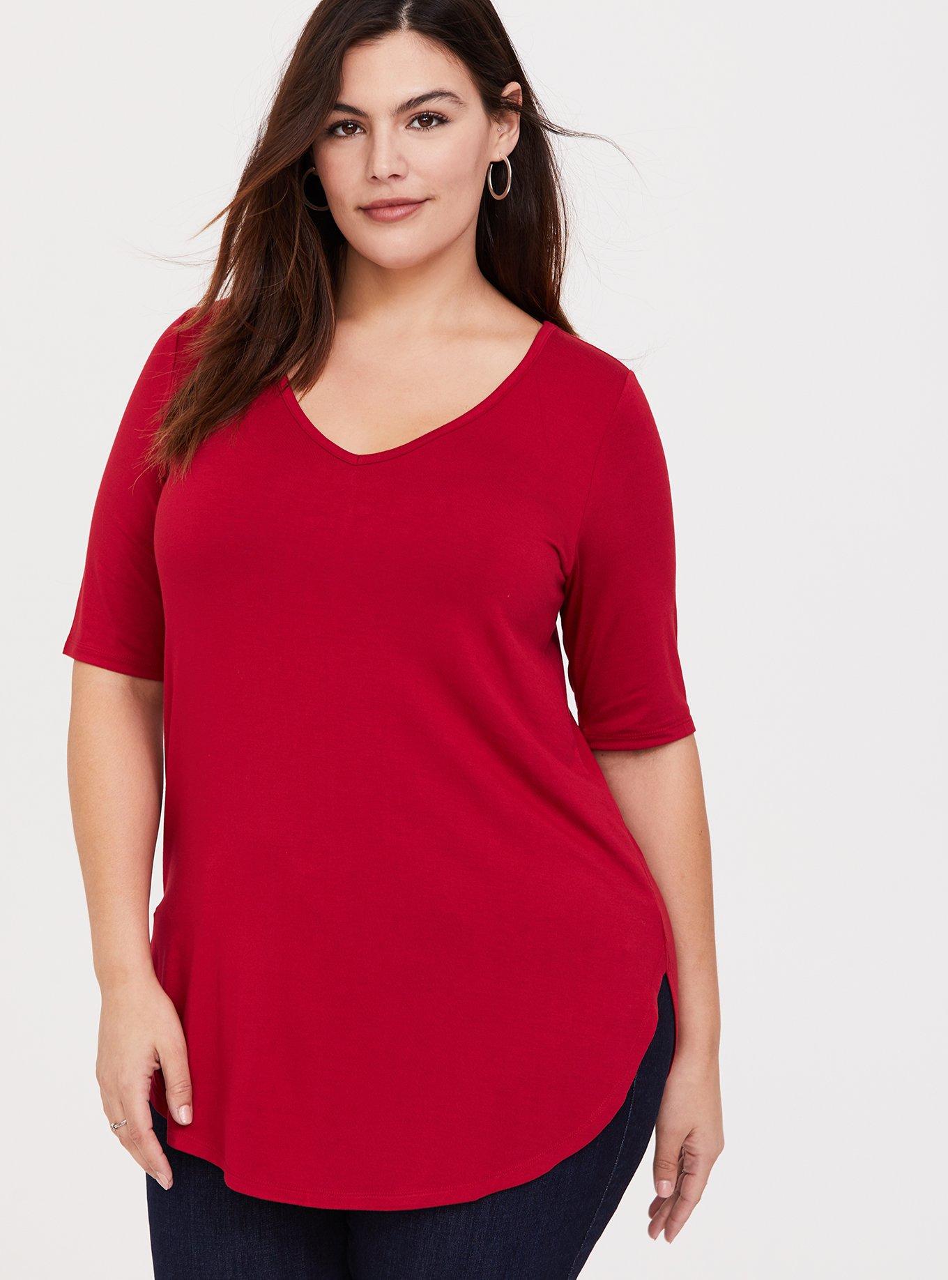 Super Soft Red Favorite Tunic Tee, , hi-res