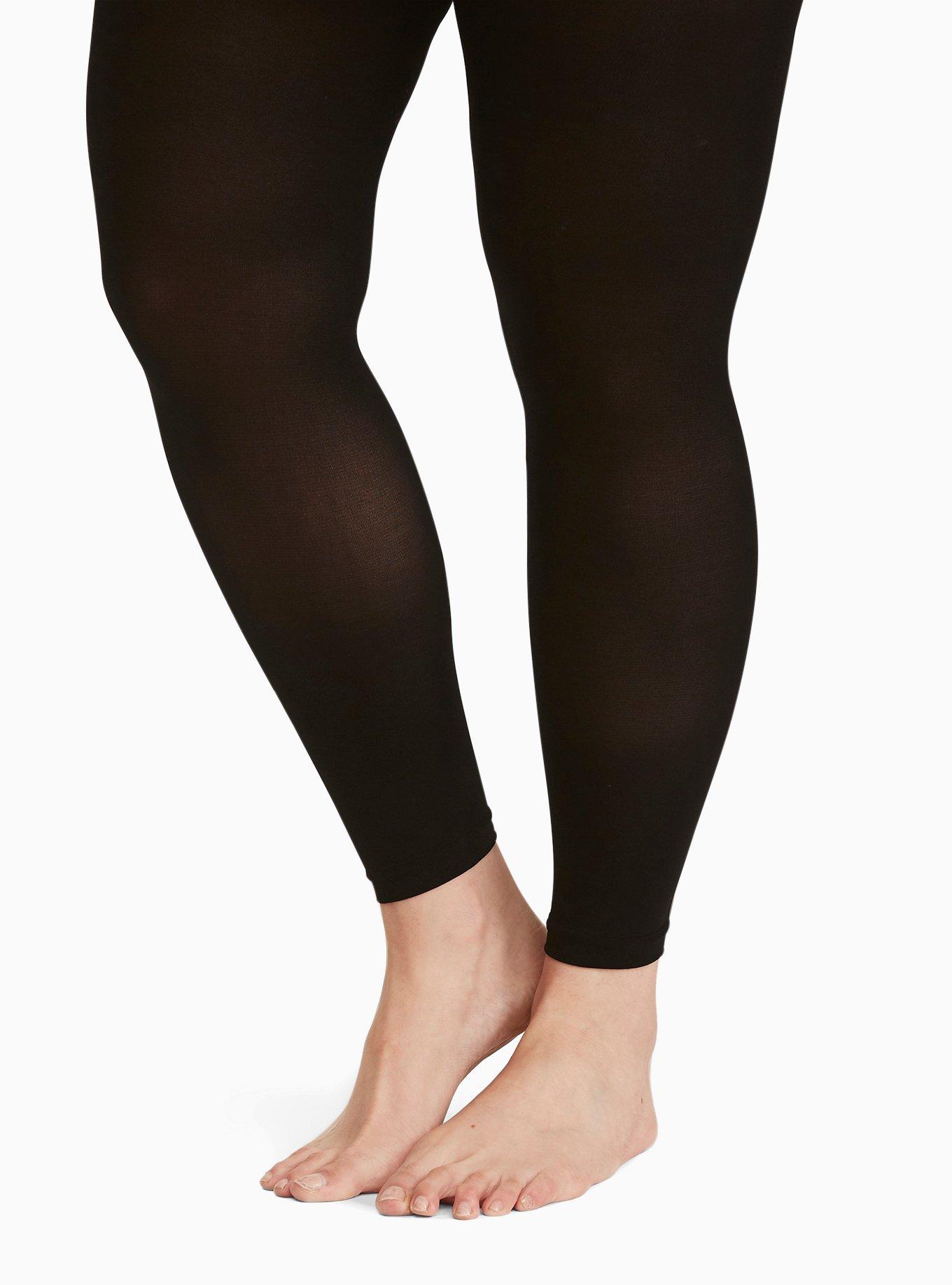 PLUS SIZE FOOTLESS TIGHTS, OPAQUE FOOTLESS TIGHTS