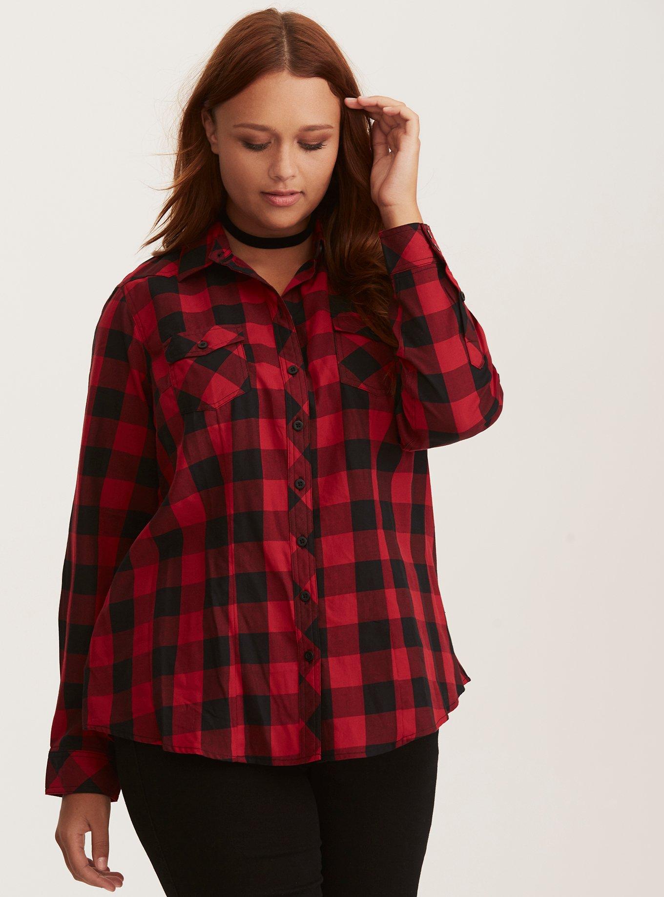 Plus Size - Plaid Twill Camp Shirt - Torrid