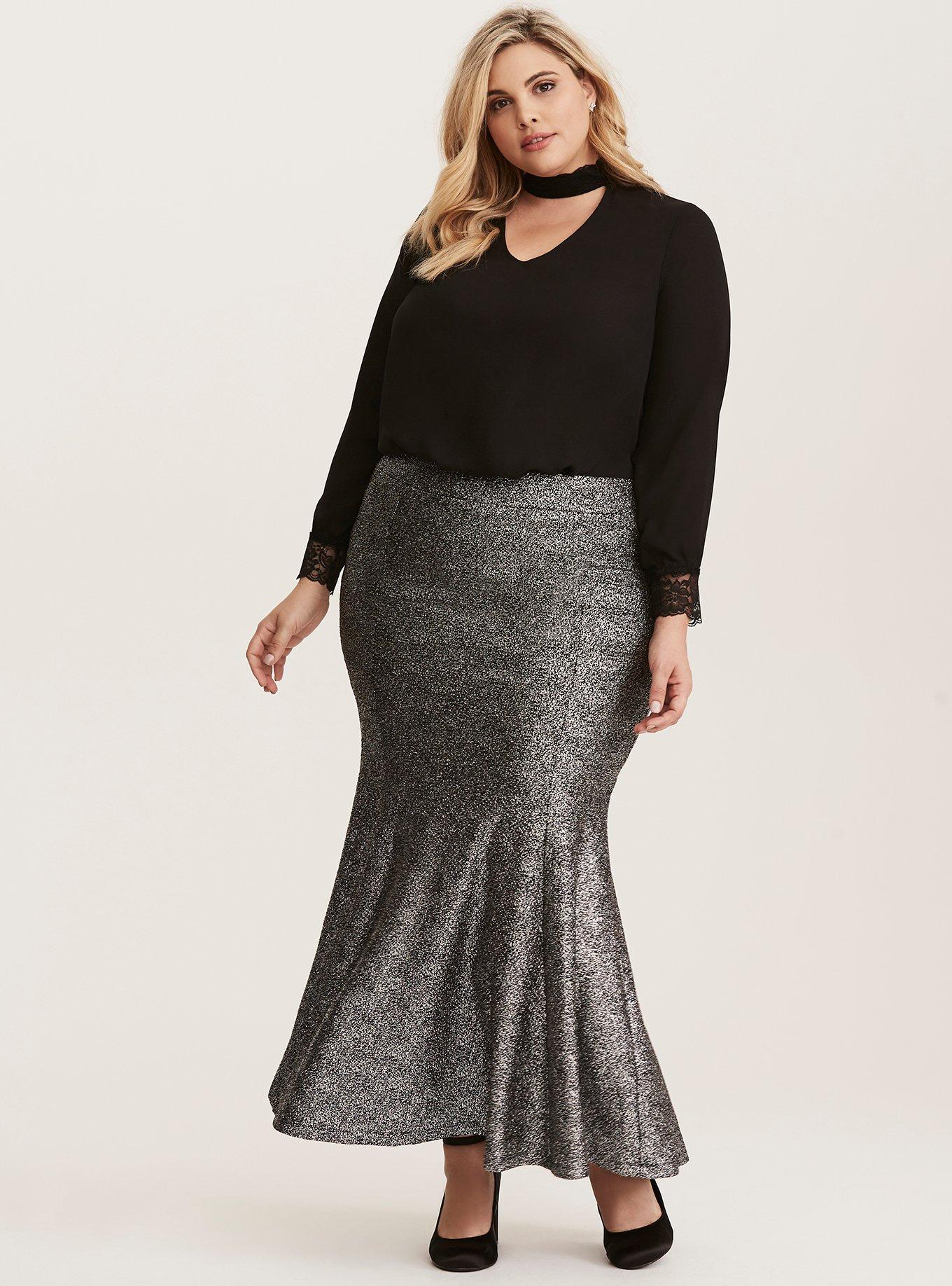 Lace Trim Georgette Cutout Neck Blouse, DEEP BLACK, alternate