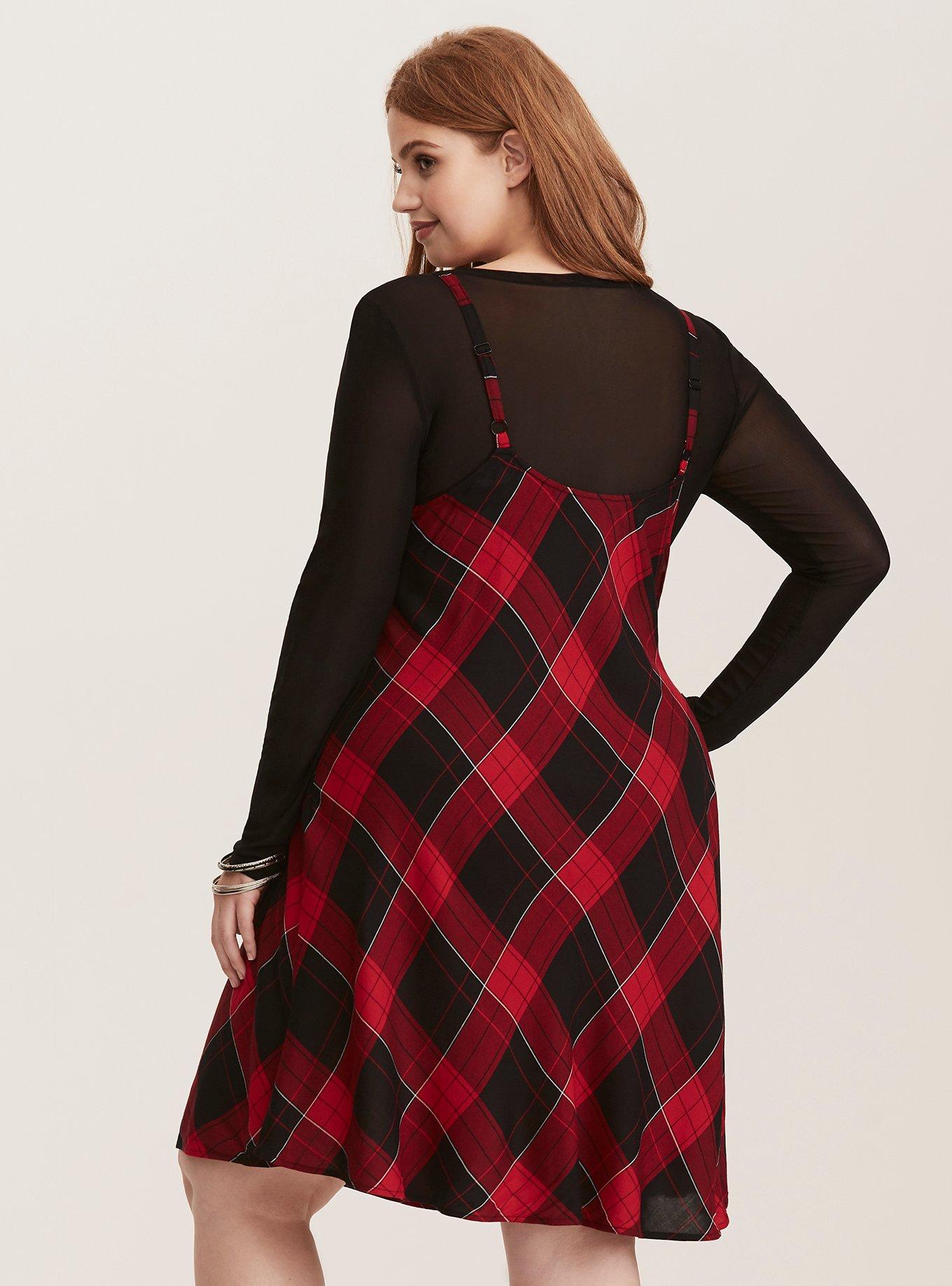 Torrid red 2024 plaid dress