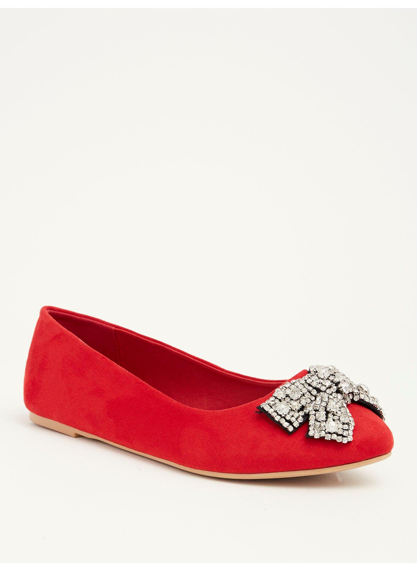 Rhinestone Bow Toe Flats (Wide Width), , hi-res
